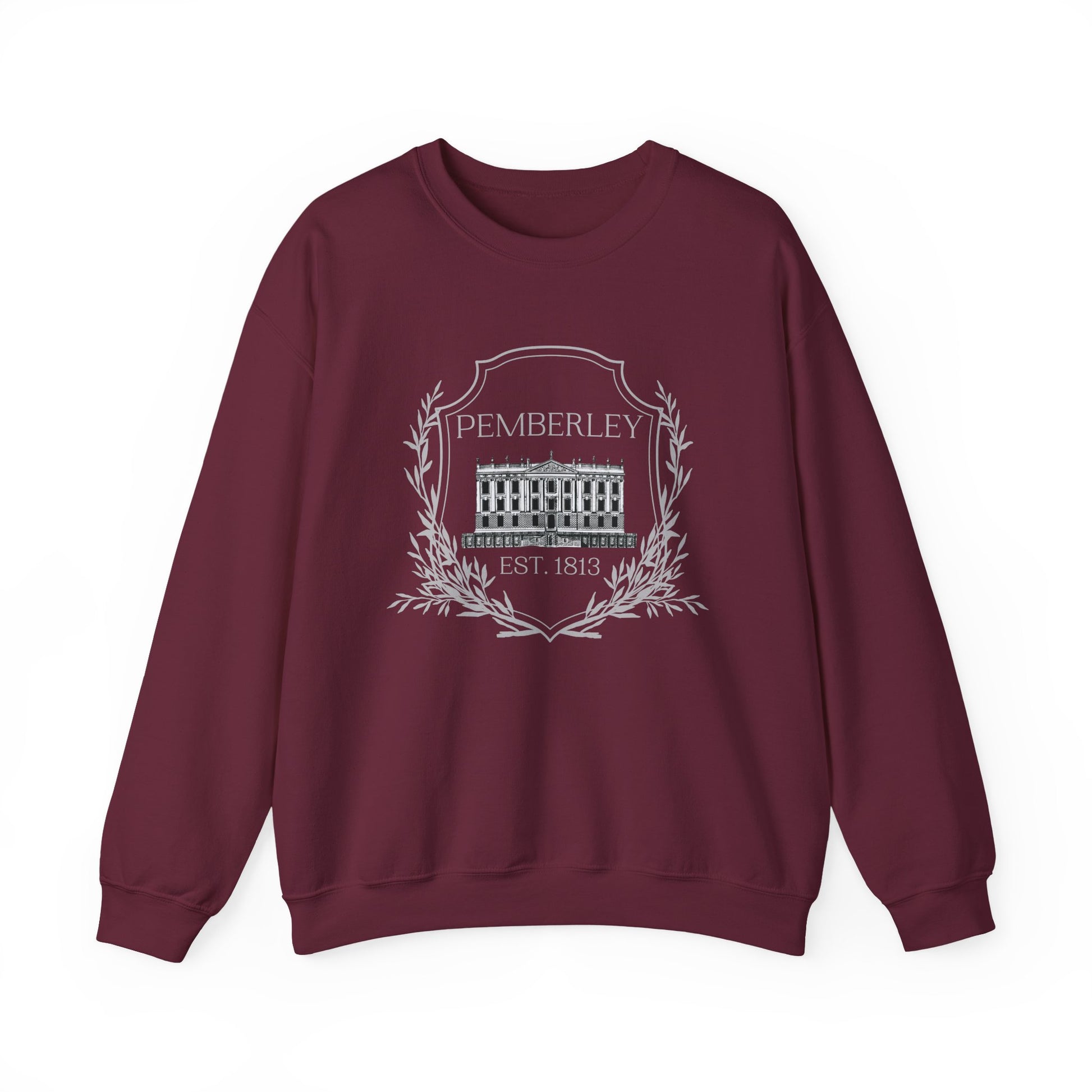 Sweatshirt, Pemberley Crest Sweatshirt, Pride and Prejudice Gift, Unisex Crewneck Jumper, Mr. Darcy's Estate, Regency Literature Top, Book Lover