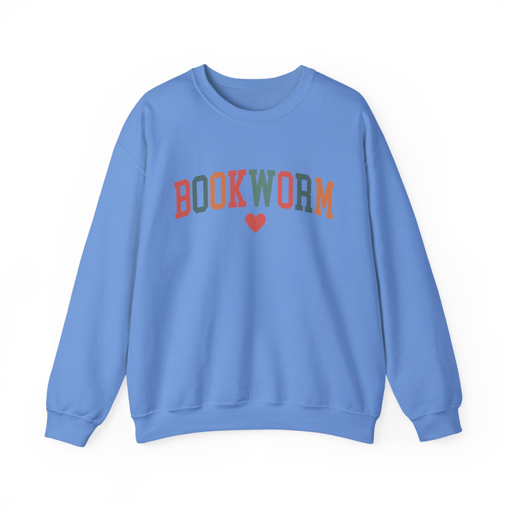 Sweatshirt, Bookworm Heart Unisex Crewneck Sweatshirt, Book Lover Gift, Pink Teal Gold Blue Sweatshirt, Gildan 18000 Sweatshirt, Christmas Present,