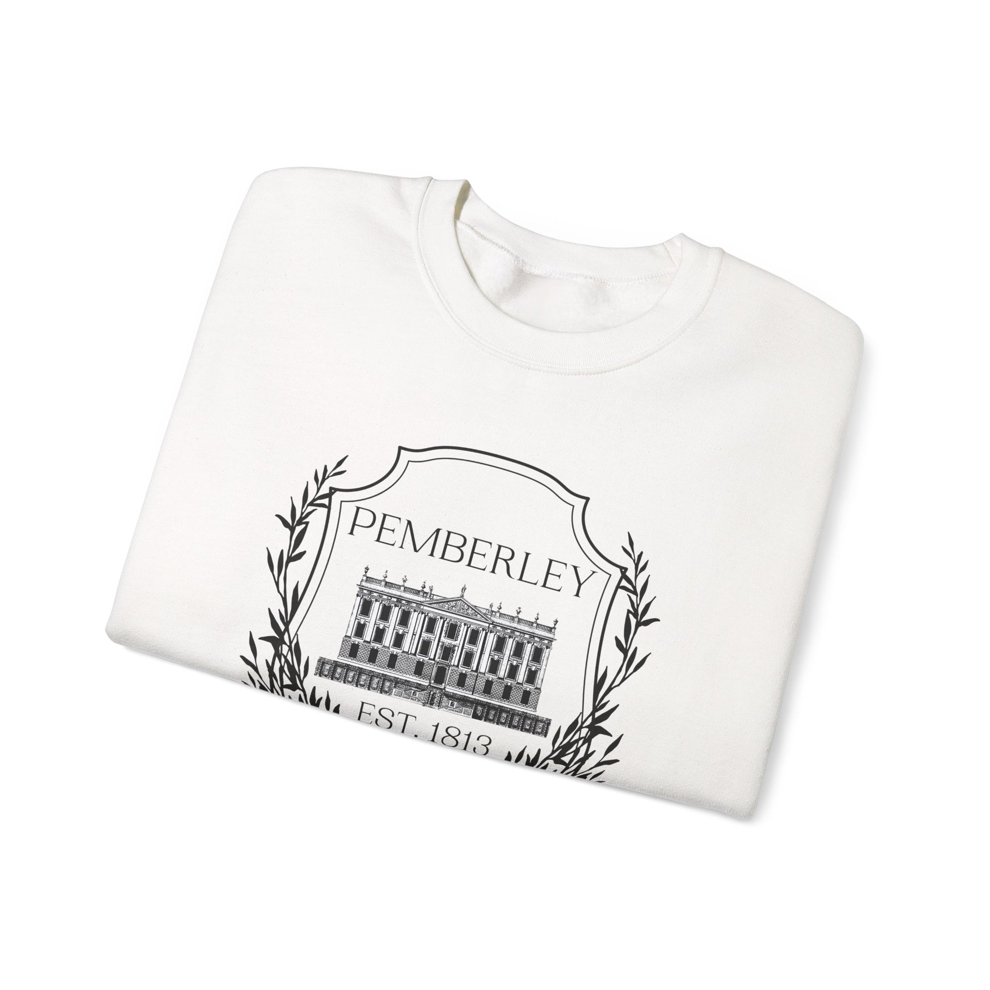 Sweatshirt, Pemberley Dark Crest Sweatshirt, Pride and Prejudice Gift, Unisex Crewneck Jumper, Mr. Darcy's Estate, Regency Literature Top, Book Lover