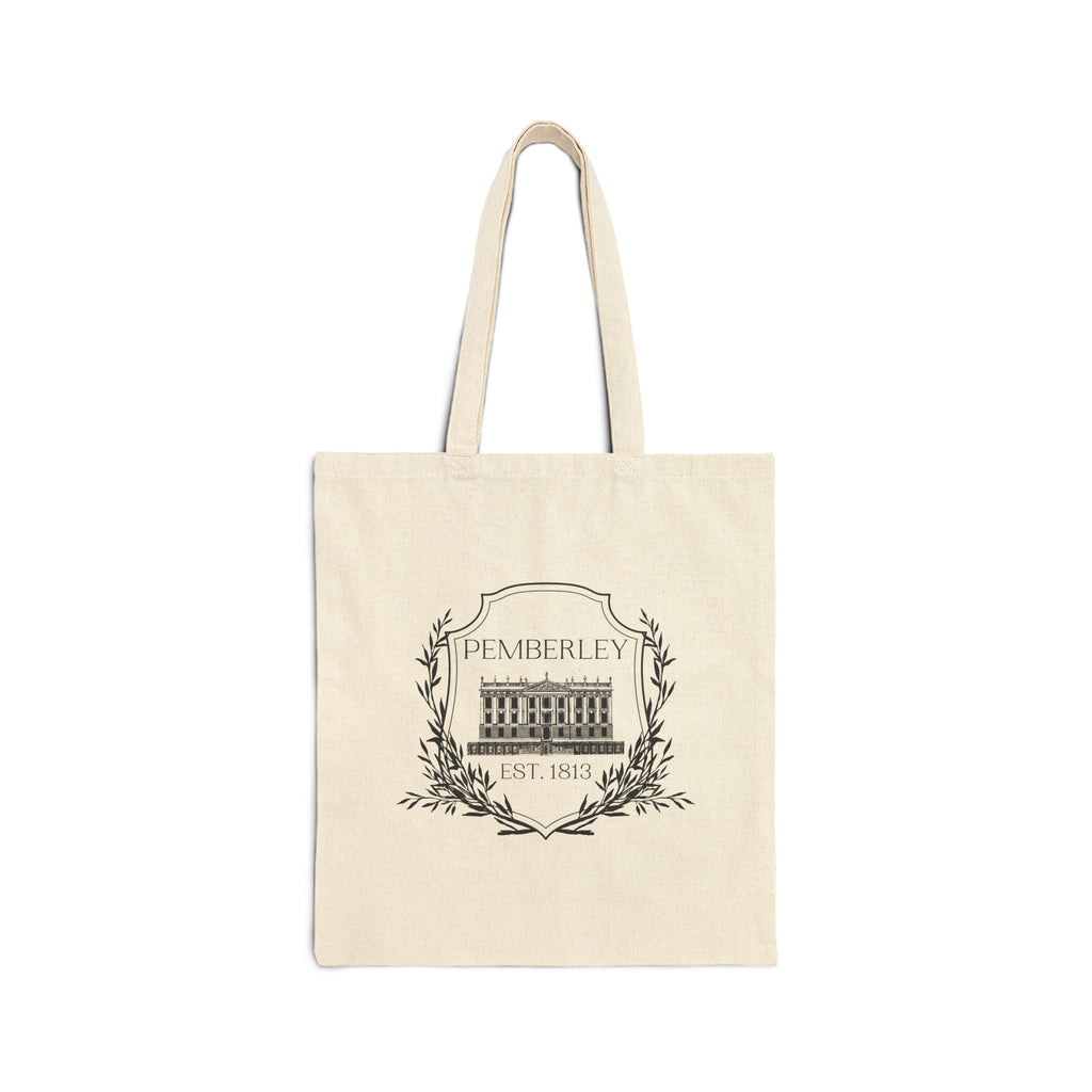 Tote Bag, Pride and Prejudice Pemberley Cotton Canvas Tote Bag, Jane Austen Book Lover Gift, Literary Fan, Regency Era Fashion Accessory, color options