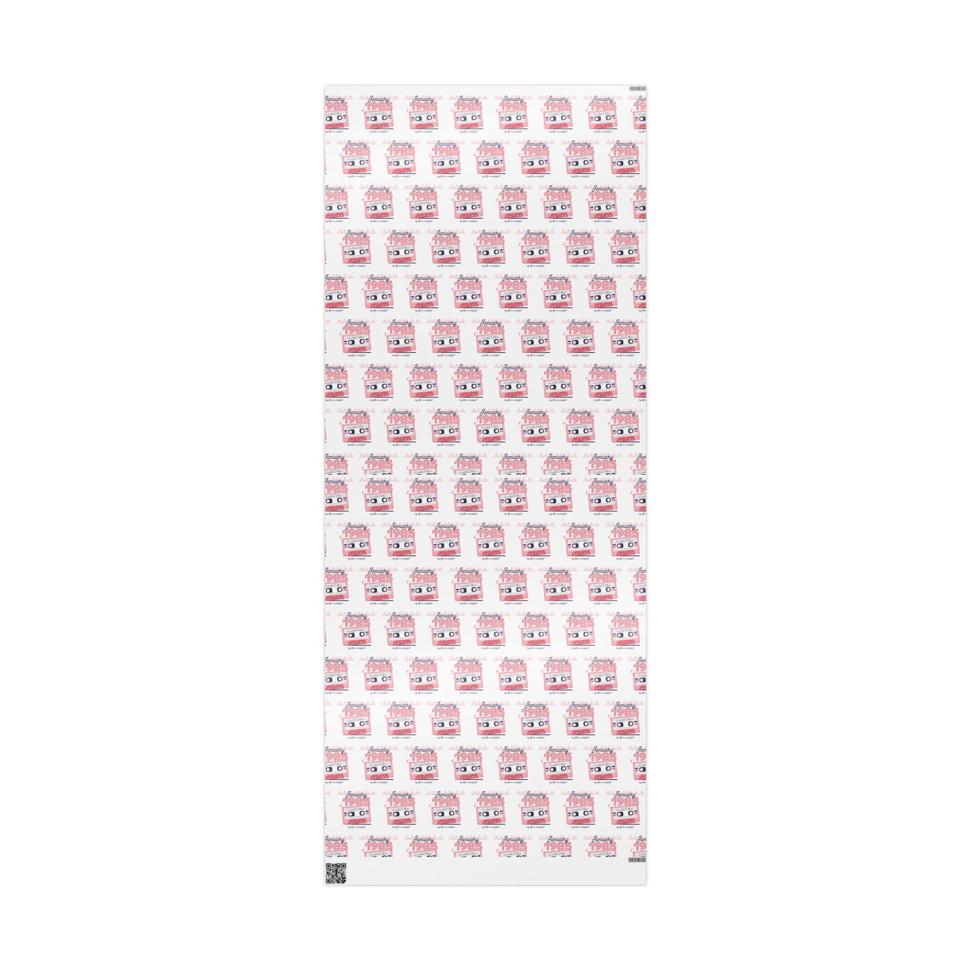 Gift Wrap - Personalized Retro Birthday Wrapping Paper, Custom Month and Year, The Best of 1985 Cassette Tape 40th Birthday