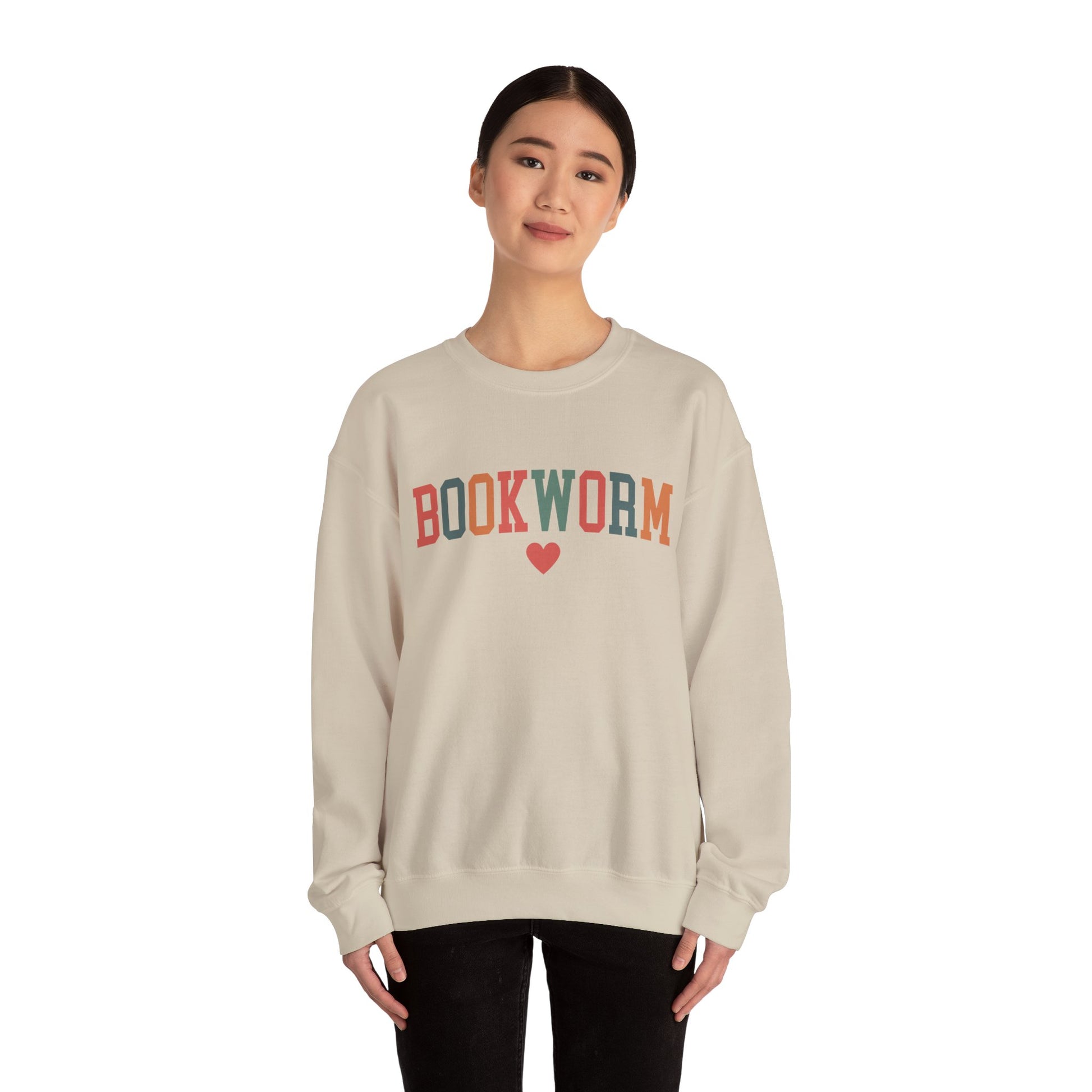 Sweatshirt, Bookworm Heart Unisex Crewneck Sweatshirt, Book Lover Gift, Pink Teal Gold Blue Sweatshirt, Gildan 18000 Sweatshirt, Christmas Present,