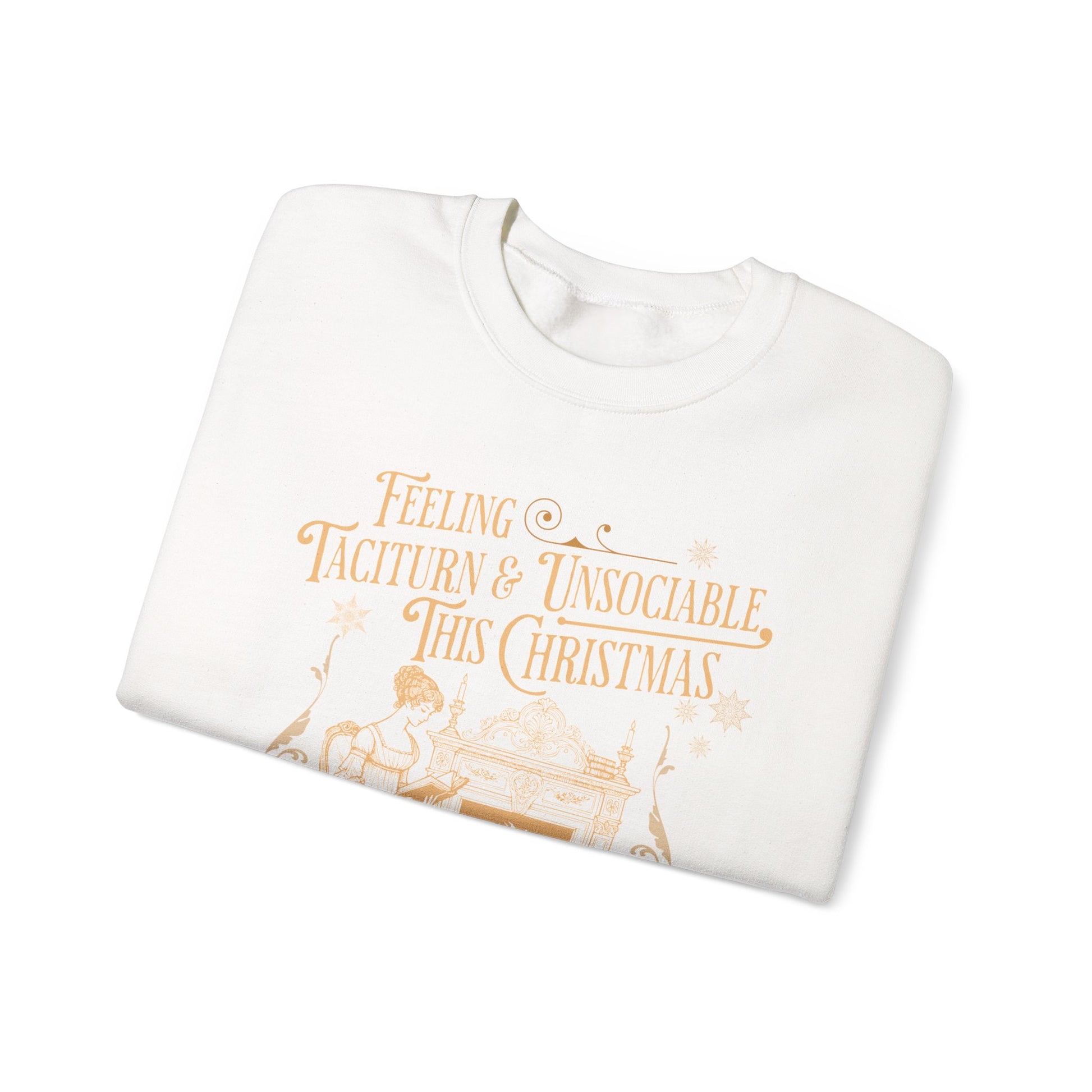 Sweatshirt, Jane Austen Taciturn & Unsociable Christmas Sweatshirt, Light Academia Book Lover Gift, Pride and Prejudice Quote, Holiday Reading Apparel, Introvert