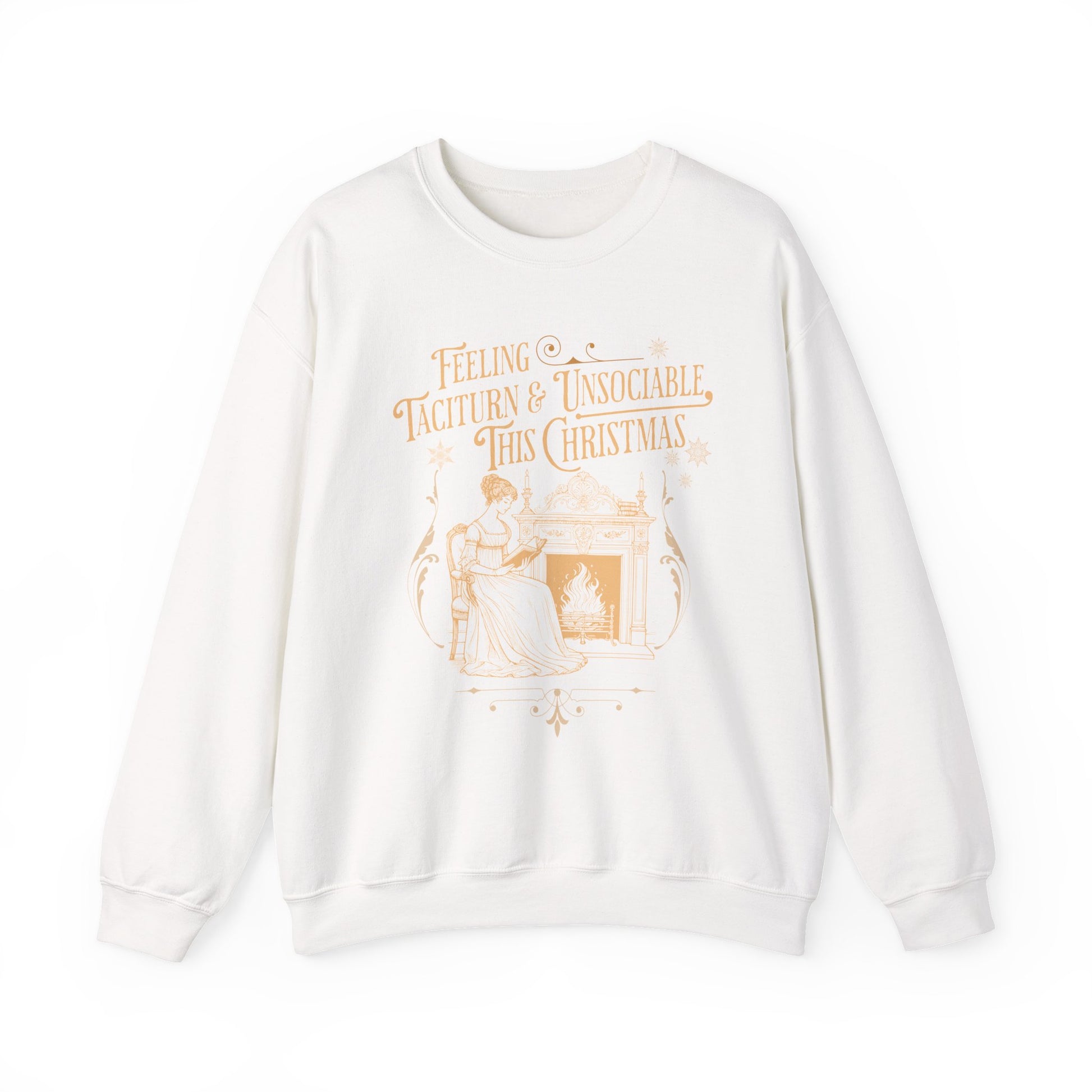 Sweatshirt, Jane Austen Taciturn & Unsociable Christmas Sweatshirt, Light Academia Book Lover Gift, Pride and Prejudice Quote, Holiday Reading Apparel, Introvert