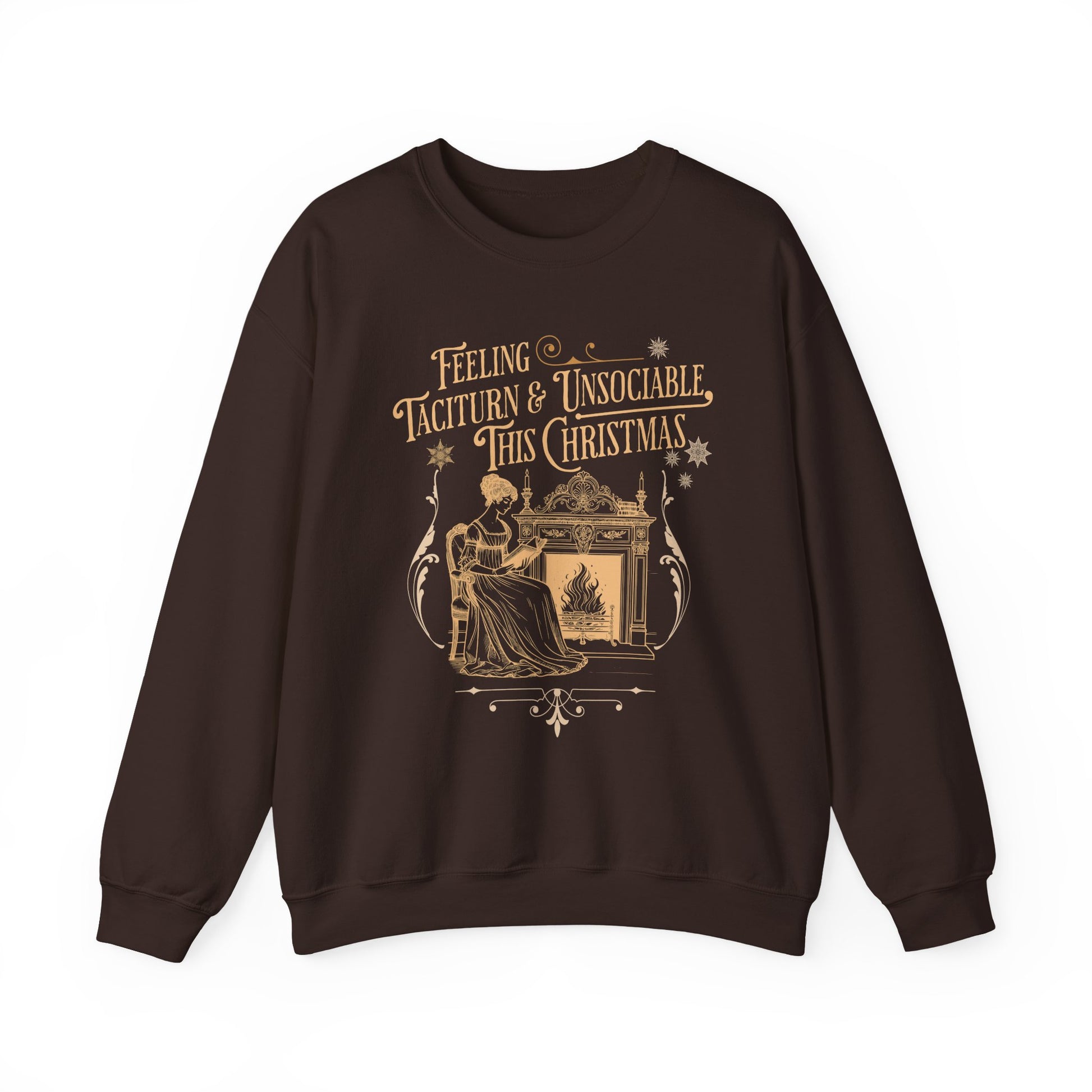 Sweatshirt, Jane Austen Taciturn & Unsociable Christmas Sweatshirt, Light Academia Book Lover Gift, Pride and Prejudice Quote, Holiday Reading Apparel, Introvert