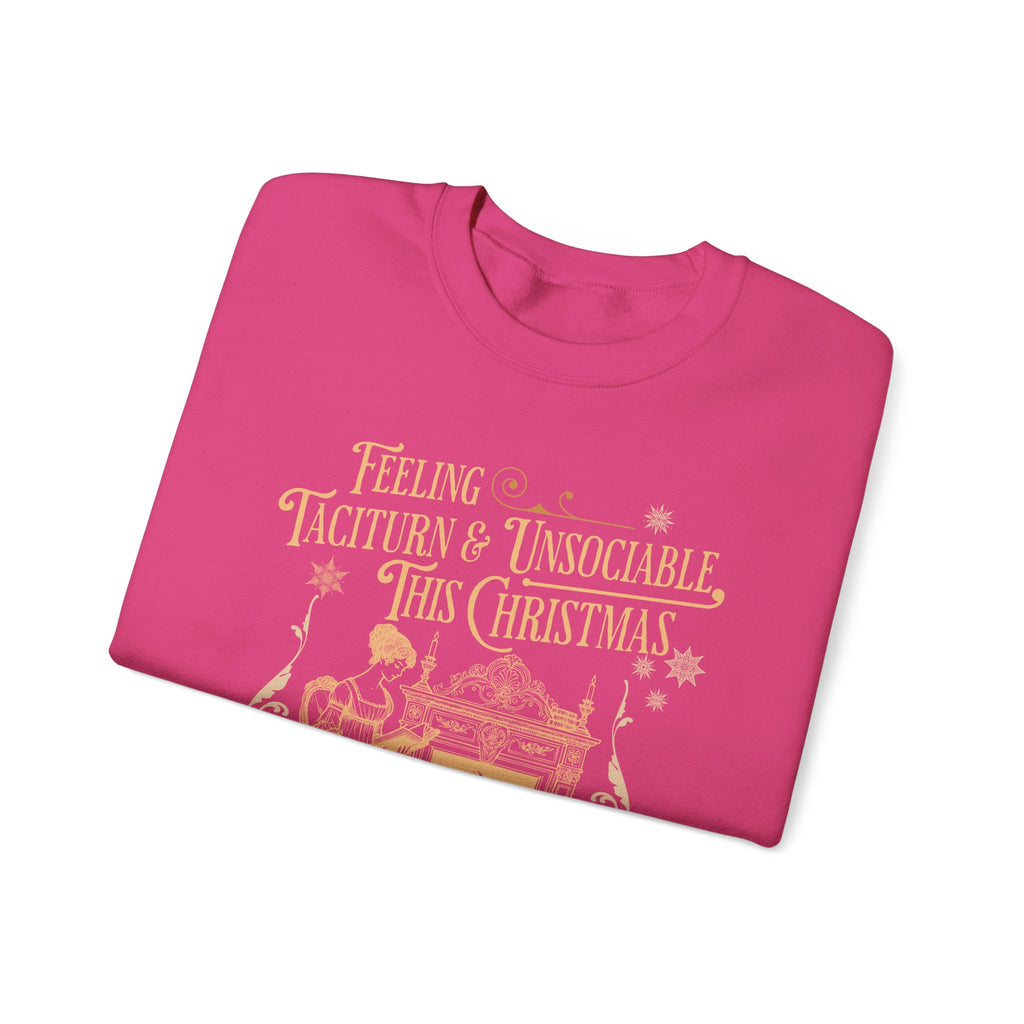 Sweatshirt, Jane Austen Taciturn & Unsociable Christmas Sweatshirt, Light Academia Book Lover Gift, Pride and Prejudice Quote, Holiday Reading Apparel, Introvert