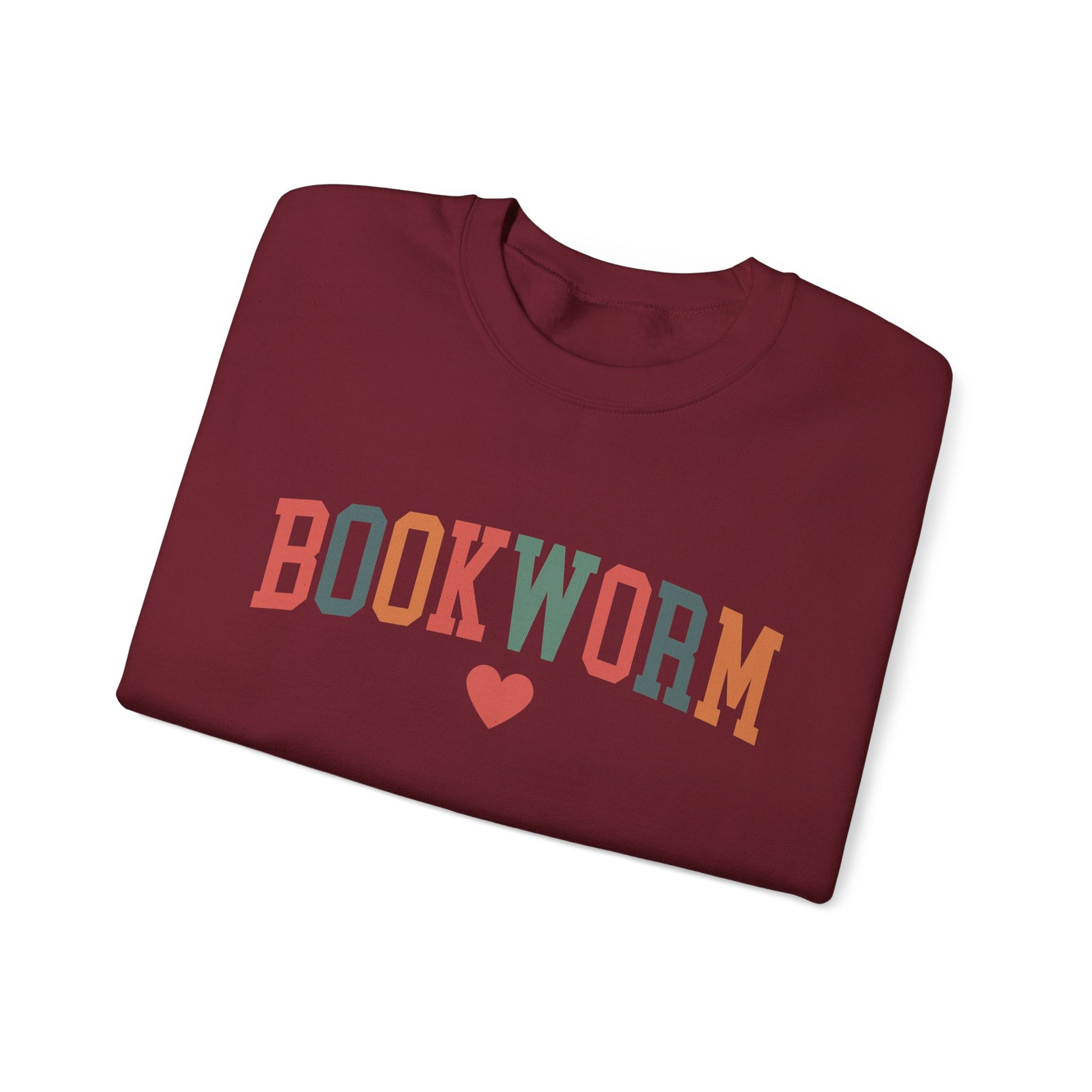 Sweatshirt, Bookworm Heart Unisex Crewneck Sweatshirt, Book Lover Gift, Pink Teal Gold Blue Sweatshirt, Gildan 18000 Sweatshirt, Christmas Present,