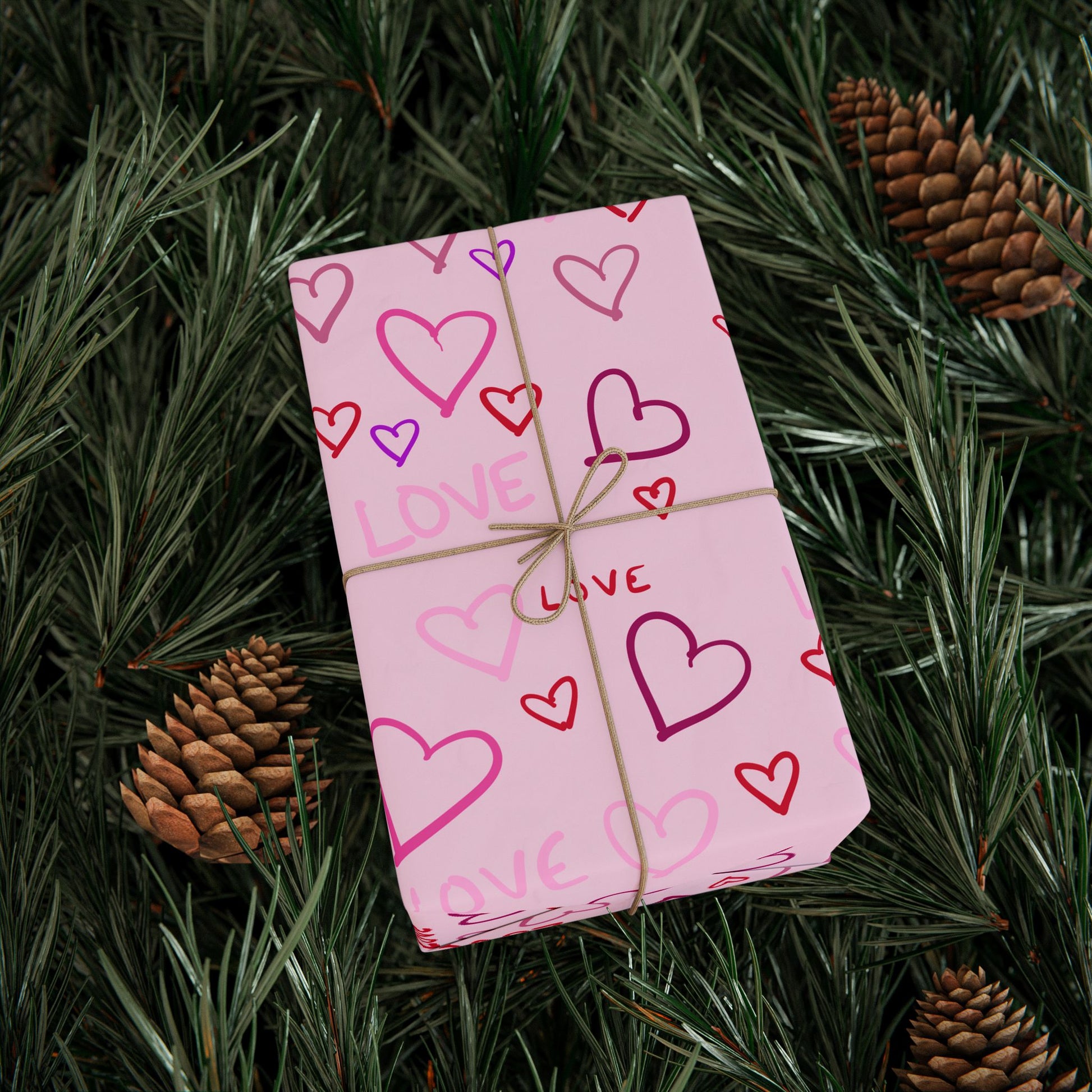 Gift Wrap, Heartfelt Love Wrapping Paper - Pink, Purple, Red Hearts - Valentine's Day Gift Wrap, Anniversary Present, Birthday Party Decor