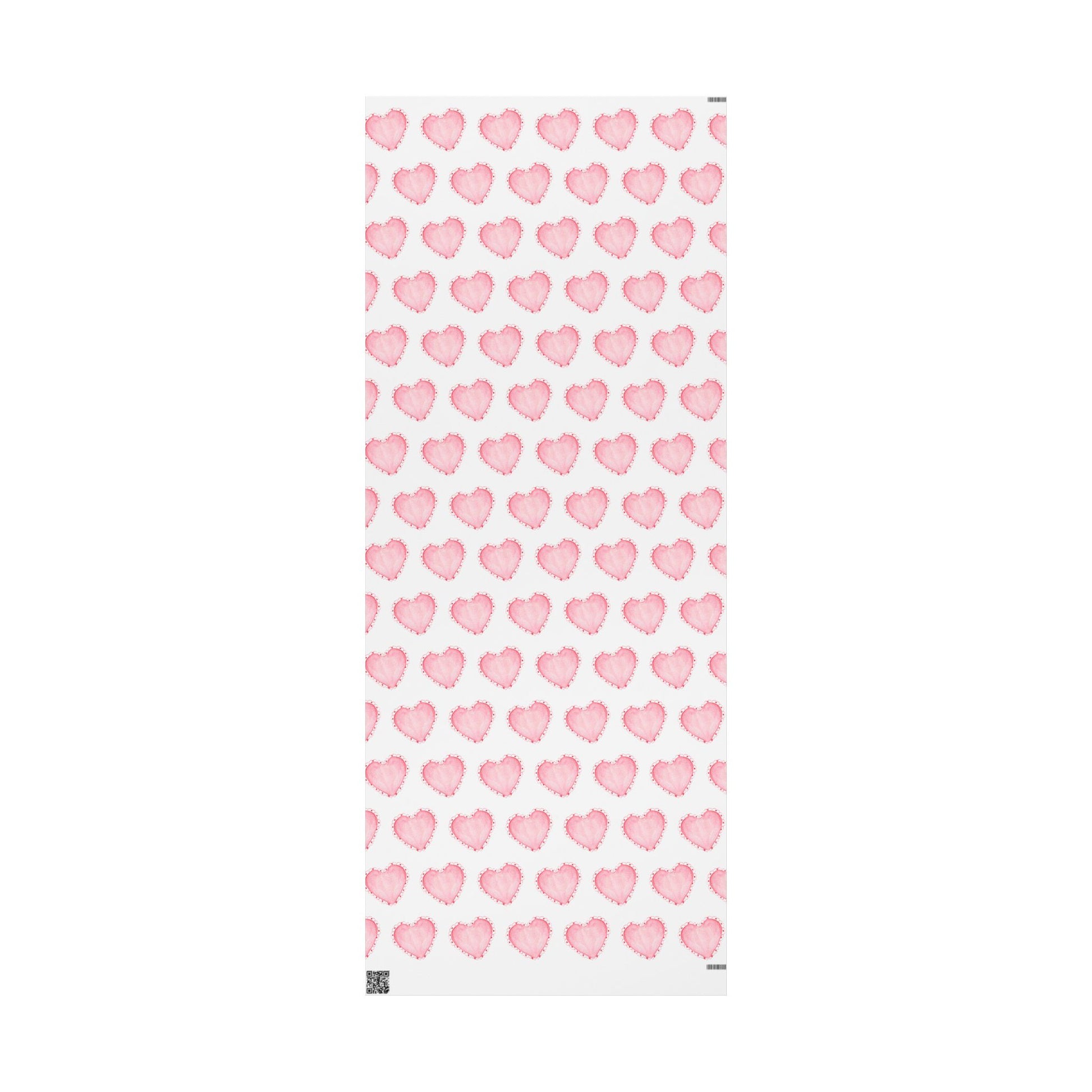 Gift Wrap, Pink Hearts with Red Edges, Valentine's Day Birthday Anniversary, Wrapping Paper Roll, Holidays Occasions, Present Packaging,