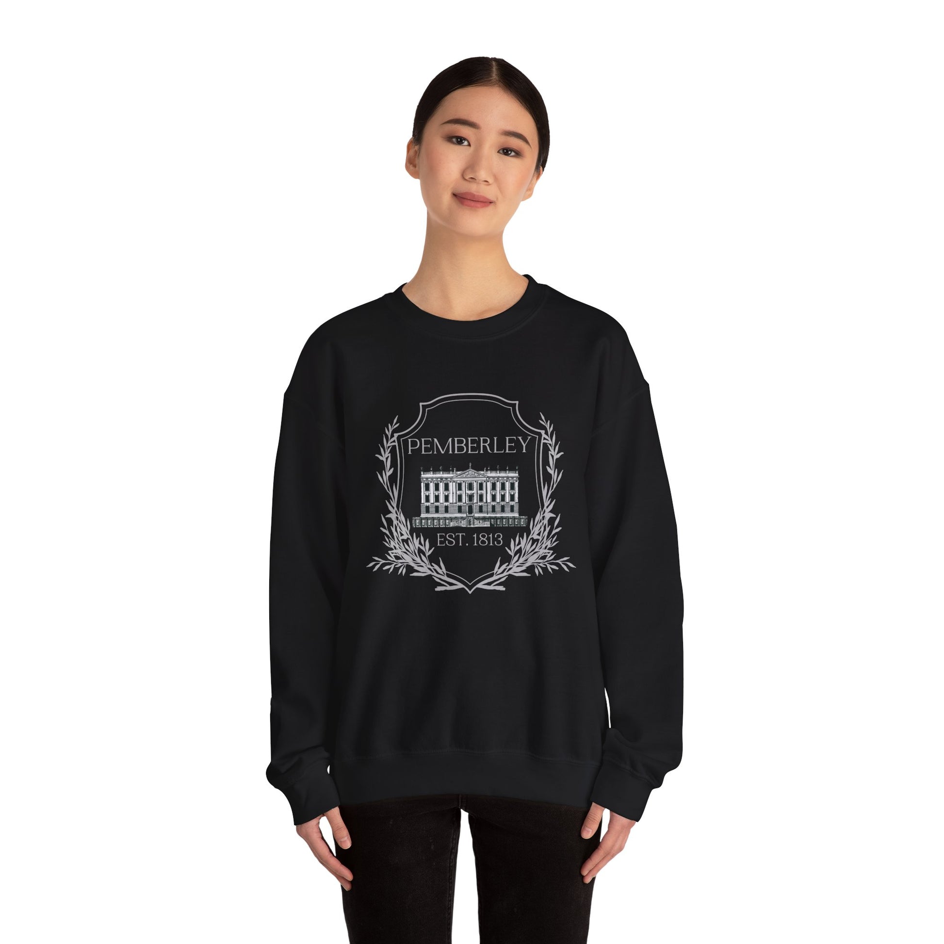 Sweatshirt, Pemberley Crest Sweatshirt, Pride and Prejudice Gift, Unisex Crewneck Jumper, Mr. Darcy's Estate, Regency Literature Top, Book Lover