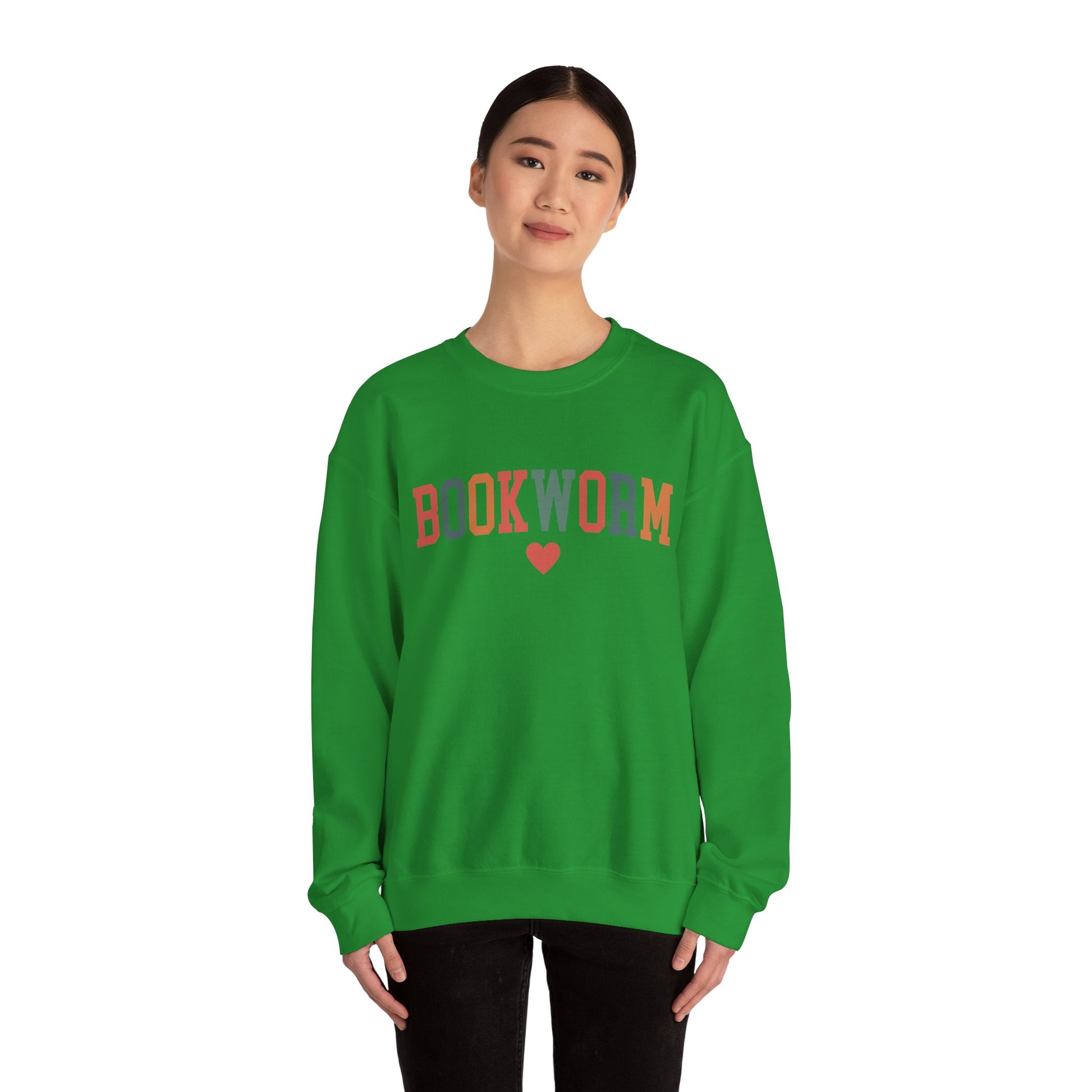 Sweatshirt, Bookworm Heart Unisex Crewneck Sweatshirt, Book Lover Gift, Pink Teal Gold Blue Sweatshirt, Gildan 18000 Sweatshirt, Christmas Present,