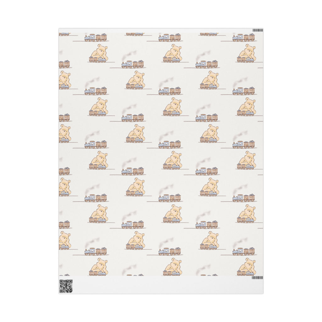 Gift Wrap - Cream Classic Winnie the Pooh playing with a train set
