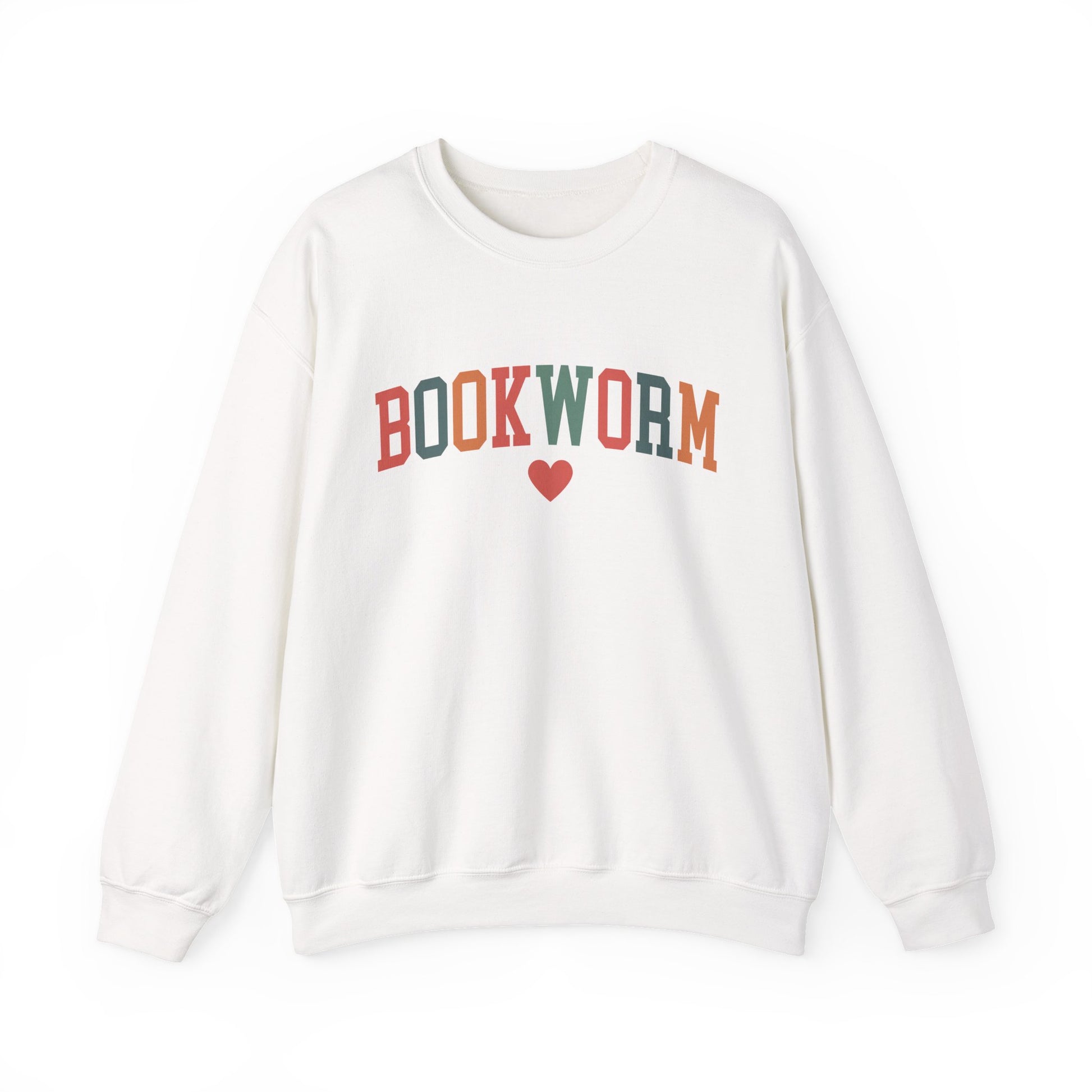 Sweatshirt, Bookworm Heart Unisex Crewneck Sweatshirt, Book Lover Gift, Pink Teal Gold Blue Sweatshirt, Gildan 18000 Sweatshirt, Christmas Present,