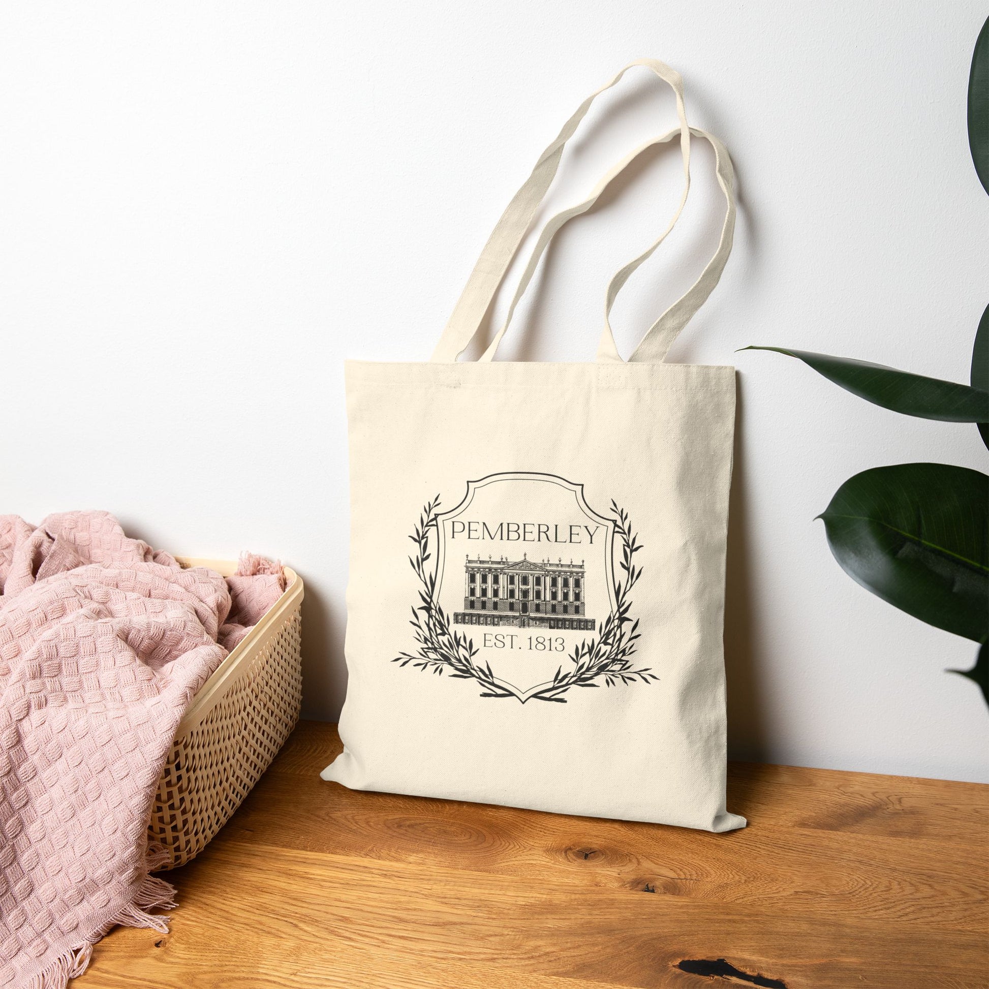 Tote Bag, Pride and Prejudice Pemberley Cotton Canvas Tote Bag, Jane Austen Book Lover Gift, Literary Fan, Regency Era Fashion Accessory, color options