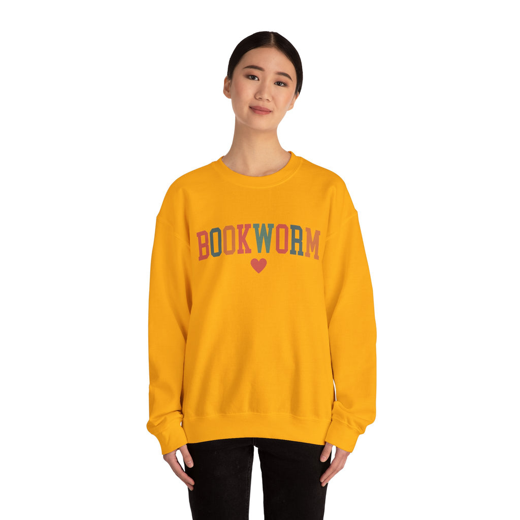 Sweatshirt, Bookworm Heart Unisex Crewneck Sweatshirt, Book Lover Gift, Pink Teal Gold Blue Sweatshirt, Gildan 18000 Sweatshirt, Christmas Present,