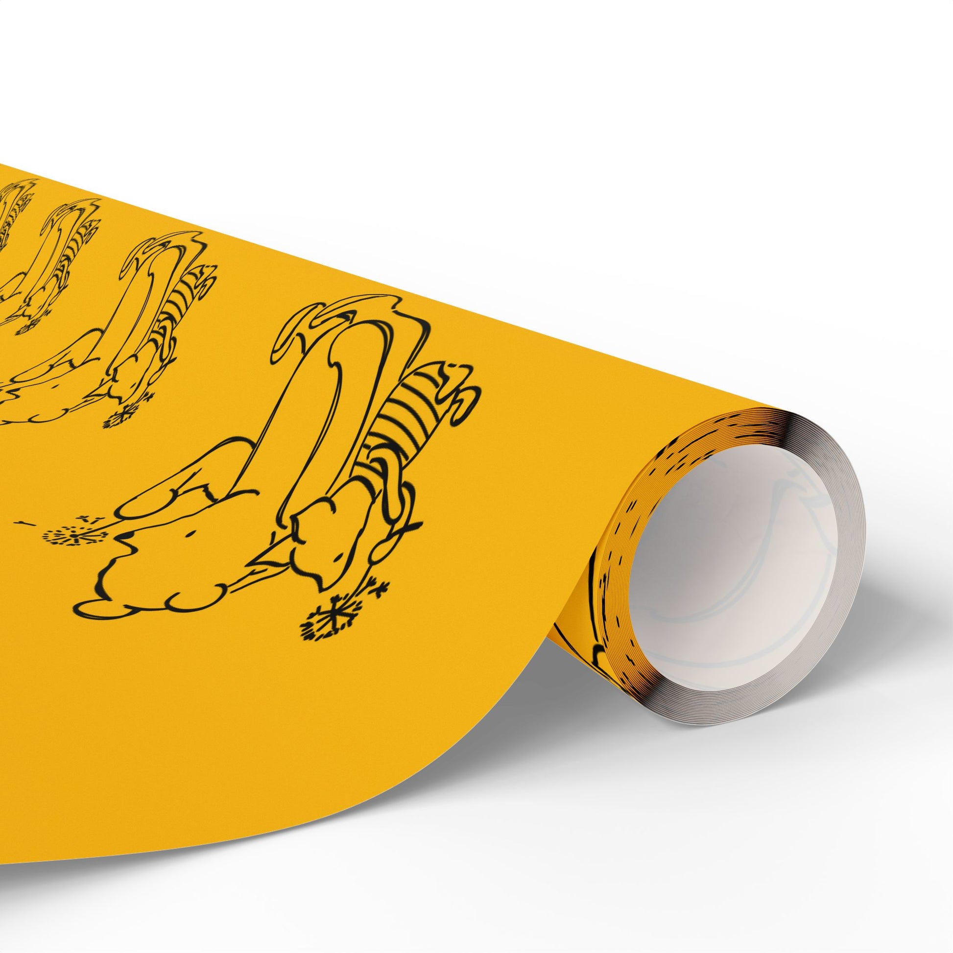 Gift Wrap - Yellow Classic Winnie the Pooh and Piglet Blowing Dandelions