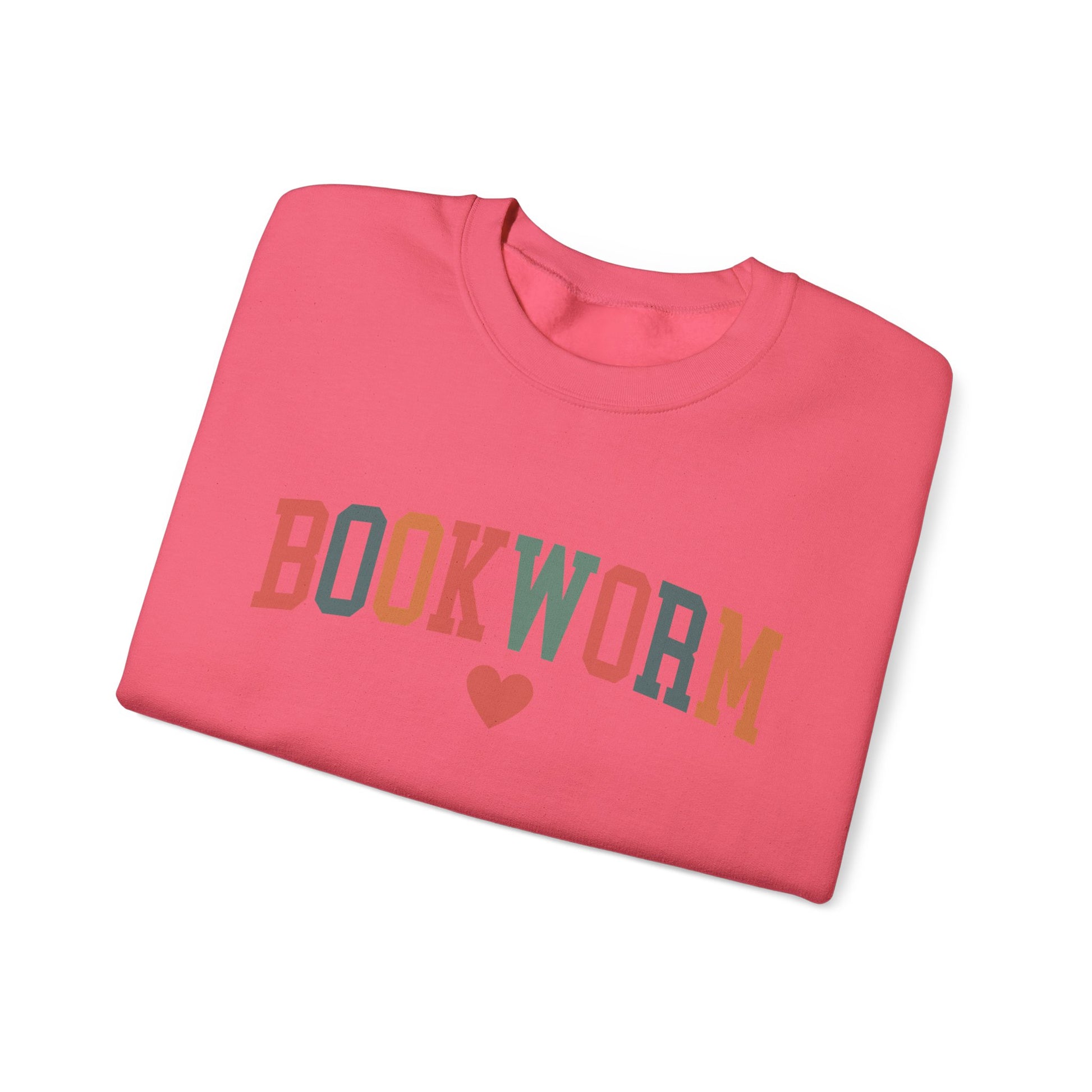 Sweatshirt, Bookworm Heart Unisex Crewneck Sweatshirt, Book Lover Gift, Pink Teal Gold Blue Sweatshirt, Gildan 18000 Sweatshirt, Christmas Present,