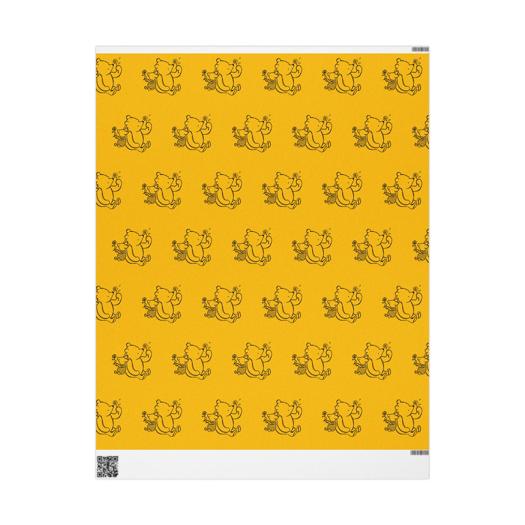 Gift Wrap - Yellow Classic Winnie the Pooh and Piglet Blowing Dandelions