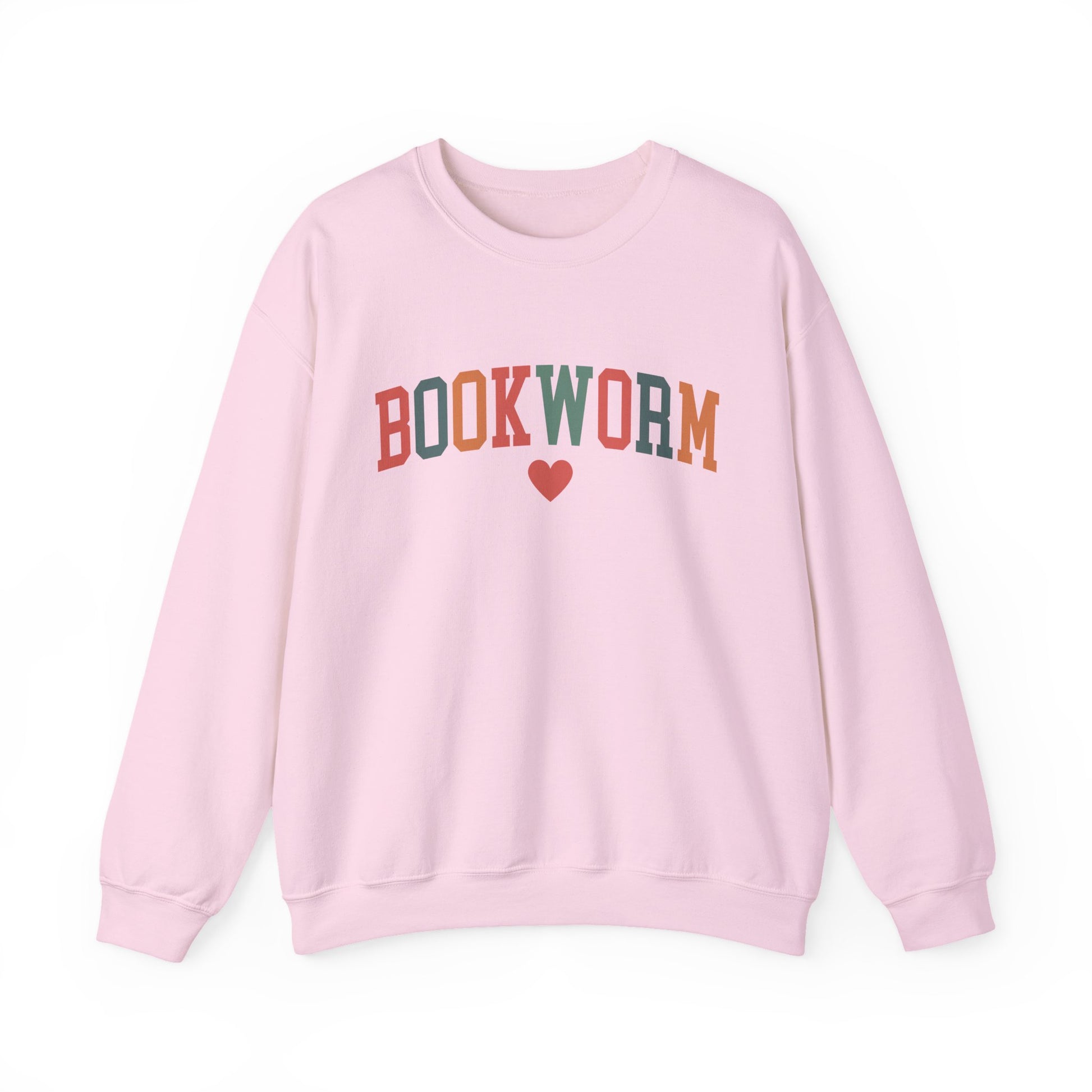 Sweatshirt, Bookworm Heart Unisex Crewneck Sweatshirt, Book Lover Gift, Pink Teal Gold Blue Sweatshirt, Gildan 18000 Sweatshirt, Christmas Present,