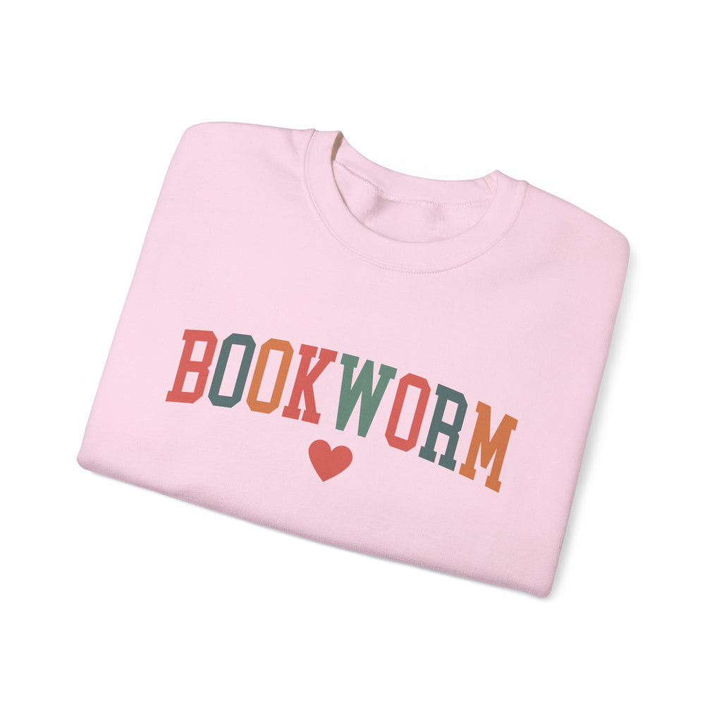 Sweatshirt, Bookworm Heart Unisex Crewneck Sweatshirt, Book Lover Gift, Pink Teal Gold Blue Sweatshirt, Gildan 18000 Sweatshirt, Christmas Present,