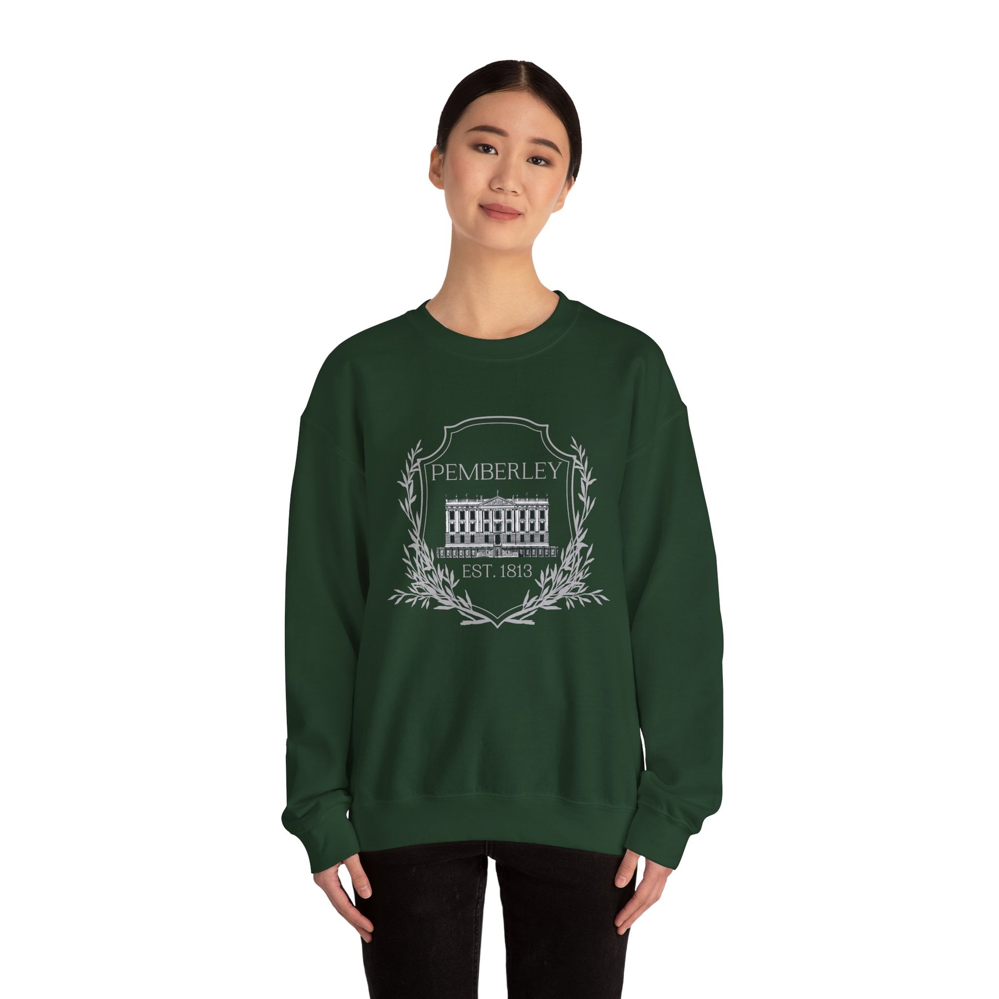 Sweatshirt, Pemberley Crest Sweatshirt, Pride and Prejudice Gift, Unisex Crewneck Jumper, Mr. Darcy's Estate, Regency Literature Top, Book Lover