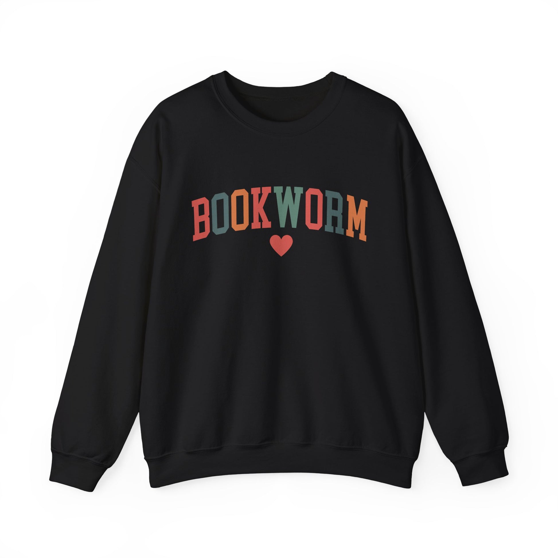 Sweatshirt, Bookworm Heart Unisex Crewneck Sweatshirt, Book Lover Gift, Pink Teal Gold Blue Sweatshirt, Gildan 18000 Sweatshirt, Christmas Present,