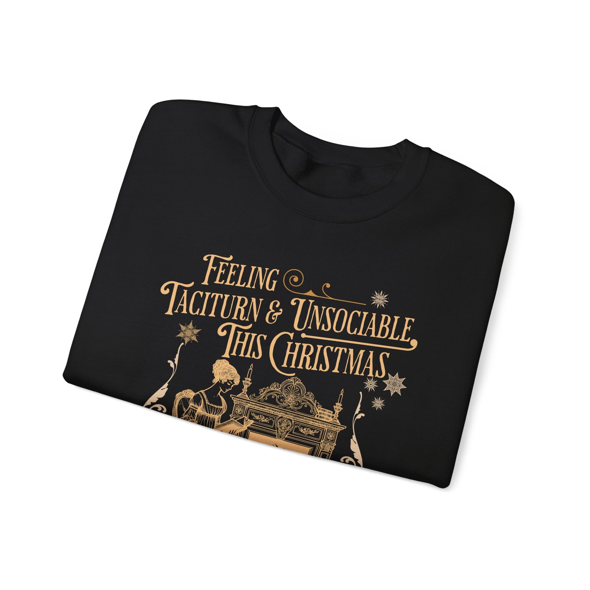 Sweatshirt, Jane Austen Taciturn & Unsociable Christmas Sweatshirt, Light Academia Book Lover Gift, Pride and Prejudice Quote, Holiday Reading Apparel, Introvert