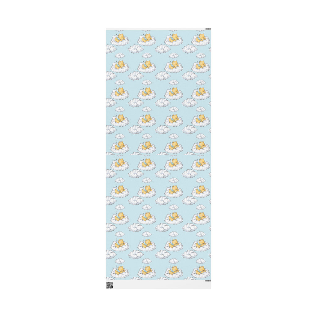 Gift Wrap - Blue Baby Classic Winnie the Pooh in a Blue Shirt on a Cloud