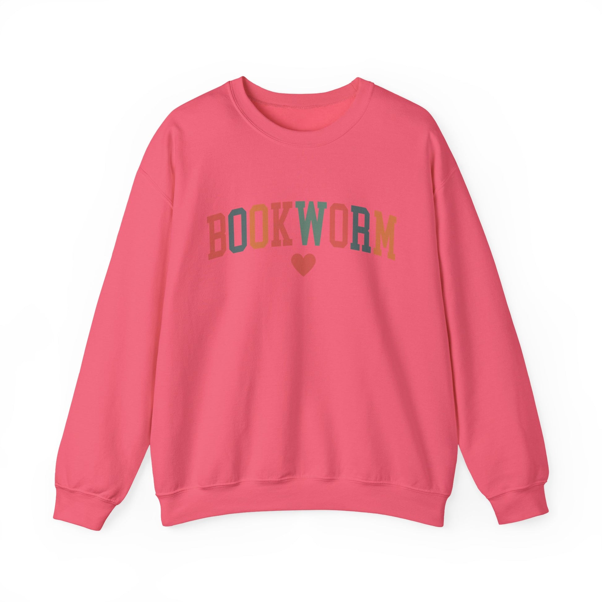 Sweatshirt, Bookworm Heart Unisex Crewneck Sweatshirt, Book Lover Gift, Pink Teal Gold Blue Sweatshirt, Gildan 18000 Sweatshirt, Christmas Present,