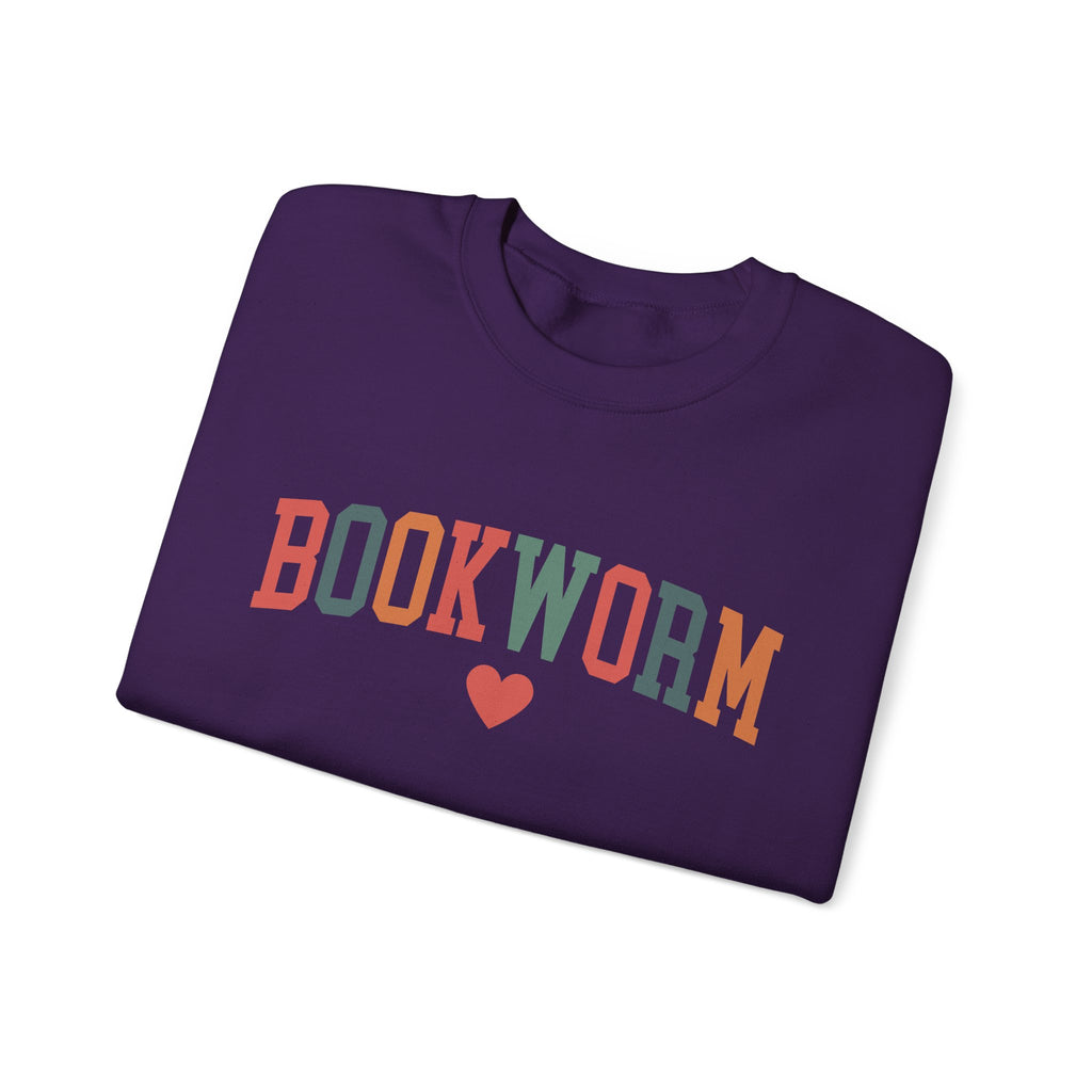 Sweatshirt, Bookworm Heart Unisex Crewneck Sweatshirt, Book Lover Gift, Pink Teal Gold Blue Sweatshirt, Gildan 18000 Sweatshirt, Christmas Present,