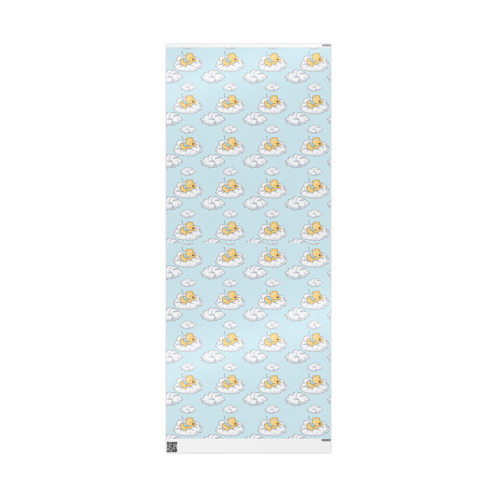 Gift Wrap - Blue Baby Classic Winnie the Pooh in a Blue Shirt on a Cloud