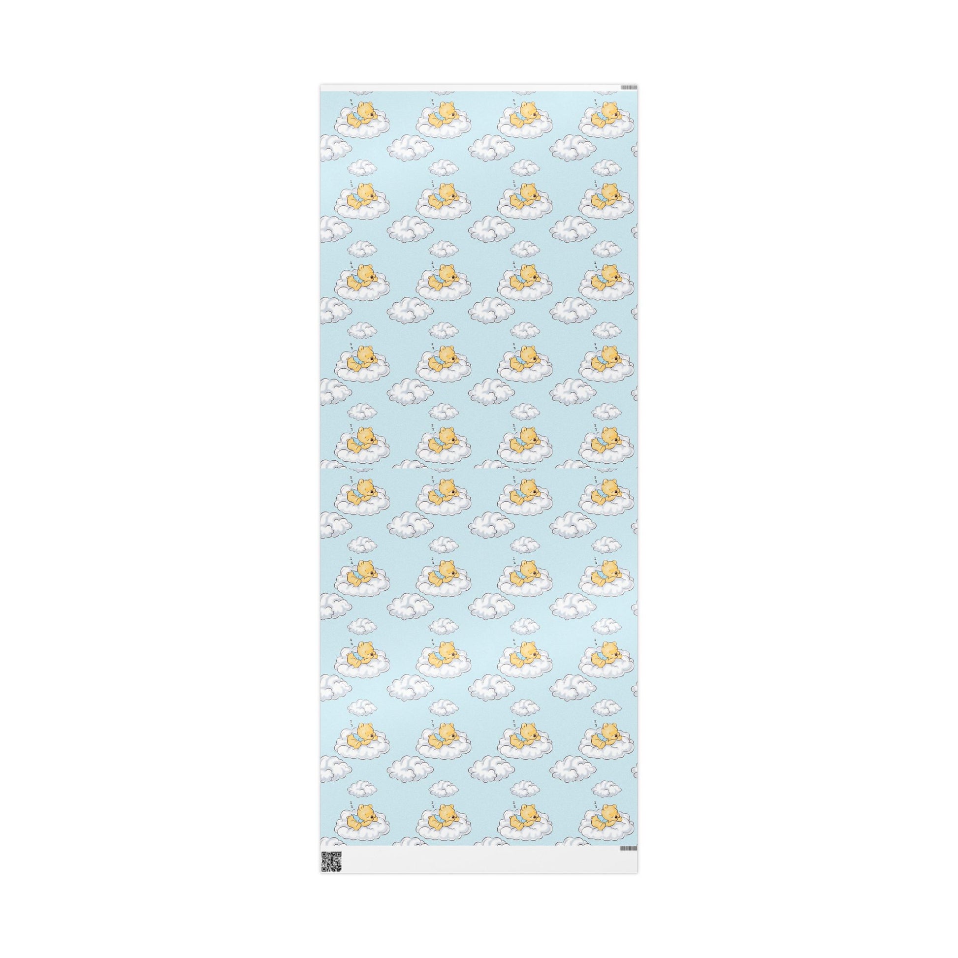 Gift Wrap - Blue Baby Classic Winnie the Pooh in a Blue Shirt on a Cloud