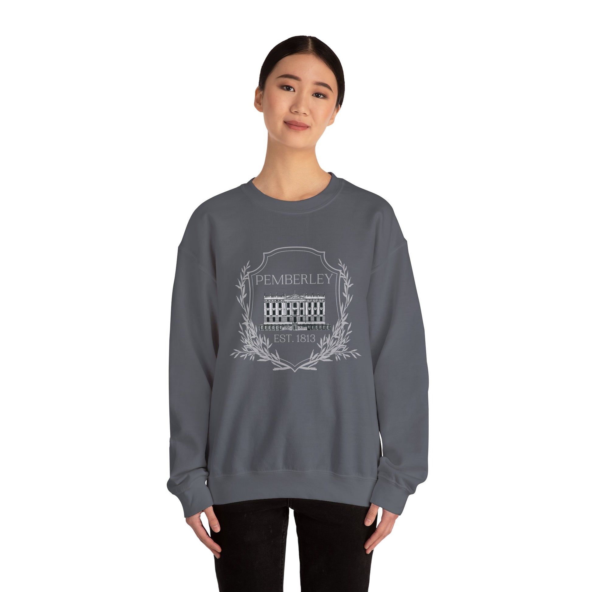 Sweatshirt, Pemberley Crest Sweatshirt, Pride and Prejudice Gift, Unisex Crewneck Jumper, Mr. Darcy's Estate, Regency Literature Top, Book Lover