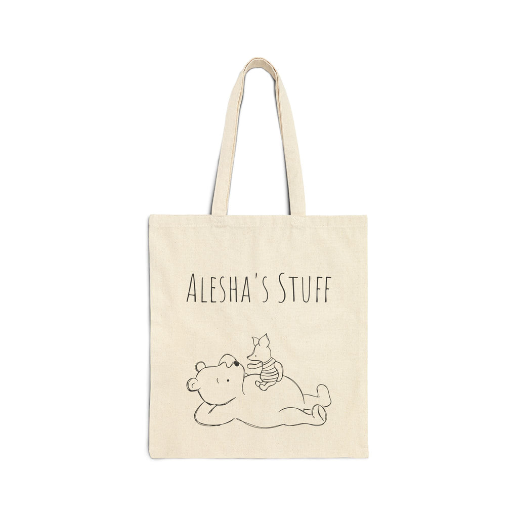 Tote Bag, Classic Pooh Piglet Chillin Canvas Tote Bag, Personalized Tote Bag, Custom Name Bag, Neutral Tote Bag, Gift for Winnie Fans,Classic