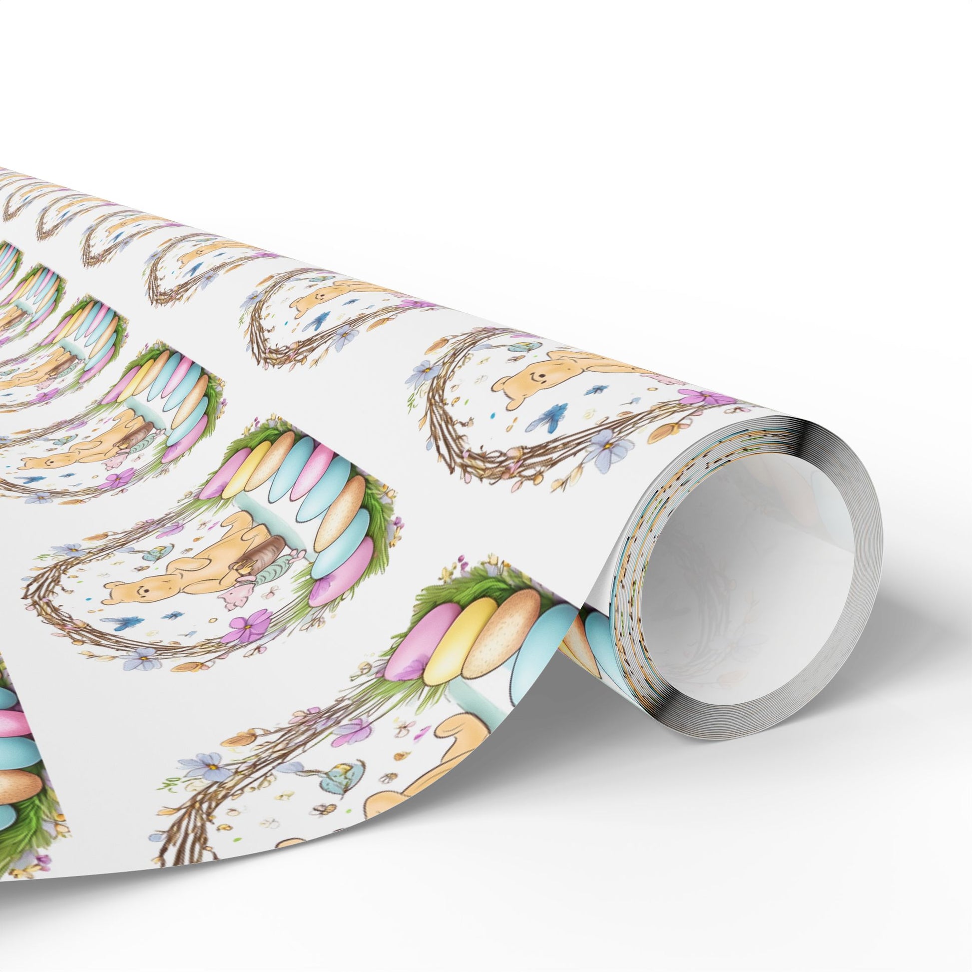 Gift Wrap, Classic Winnie the Pooh Wrapping Papers for Easter, White Pooh and Piglet Design, Holiday Present Packaging, Party, Festive