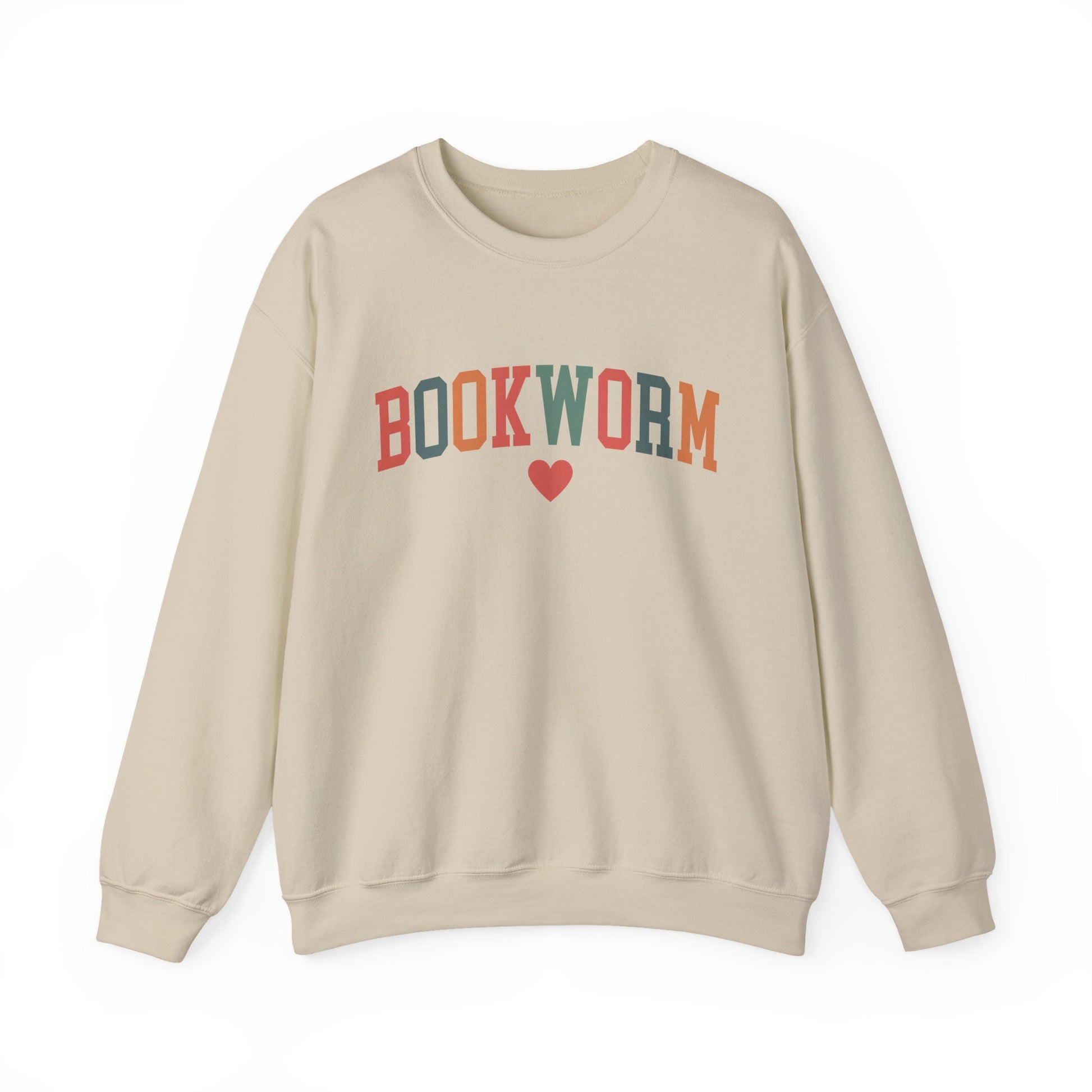 Sweatshirt, Bookworm Heart Unisex Crewneck Sweatshirt, Book Lover Gift, Pink Teal Gold Blue Sweatshirt, Gildan 18000 Sweatshirt, Christmas Present,