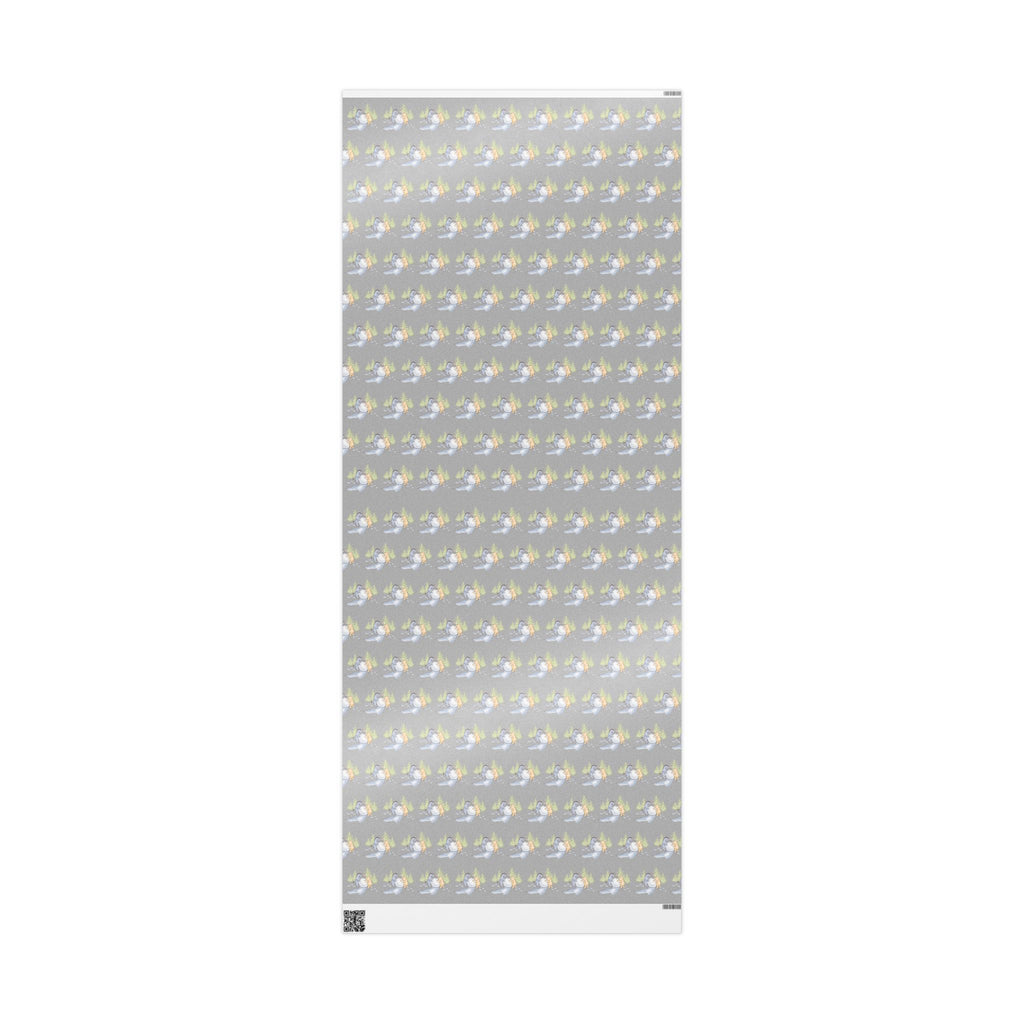 Gift Wrap - Gray Classic Winnie the Pooh Wrapping Paper, Pooh and Eeyore Rolling a Snowball