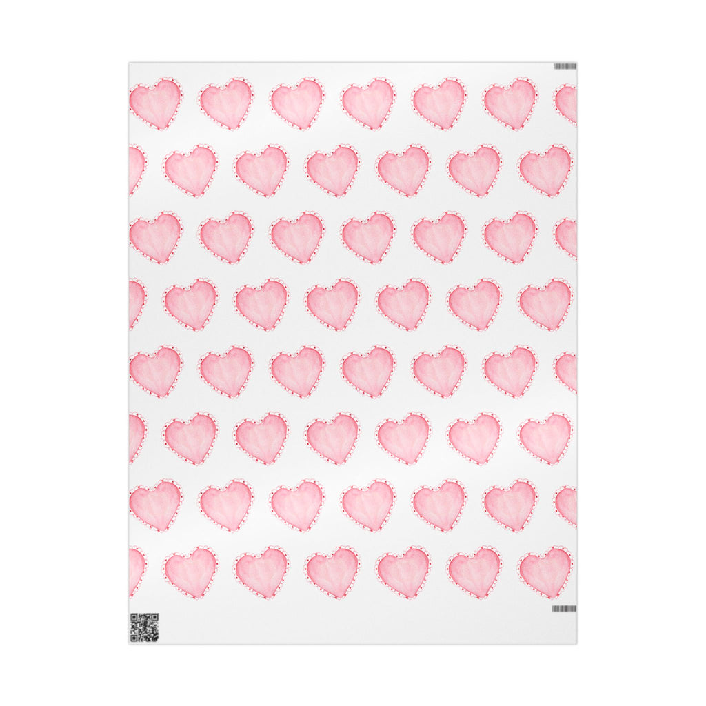 Gift Wrap, Pink Hearts with Red Edges, Valentine's Day Birthday Anniversary, Wrapping Paper Roll, Holidays Occasions, Present Packaging,