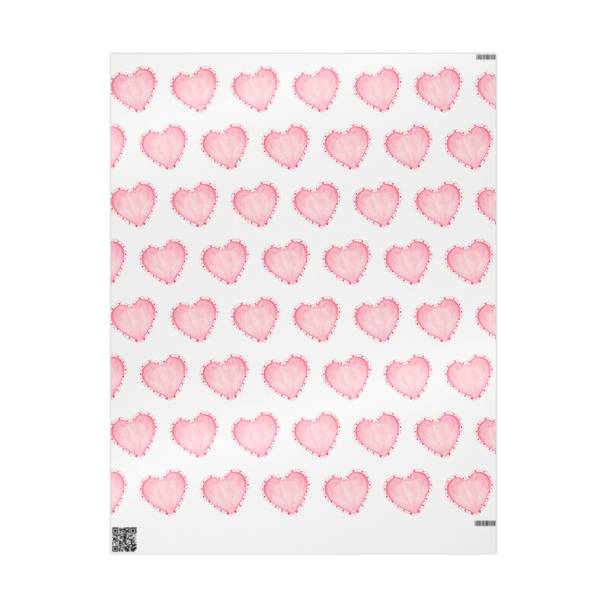 Gift Wrap, Pink Hearts with Red Edges, Valentine's Day Birthday Anniversary, Wrapping Paper Roll, Holidays Occasions, Present Packaging,