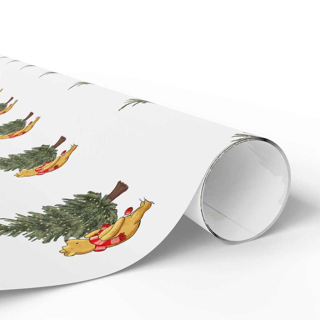 Gift Wrap - Classic Winnie the Pooh White Wrapping Paper with Tree with Lights