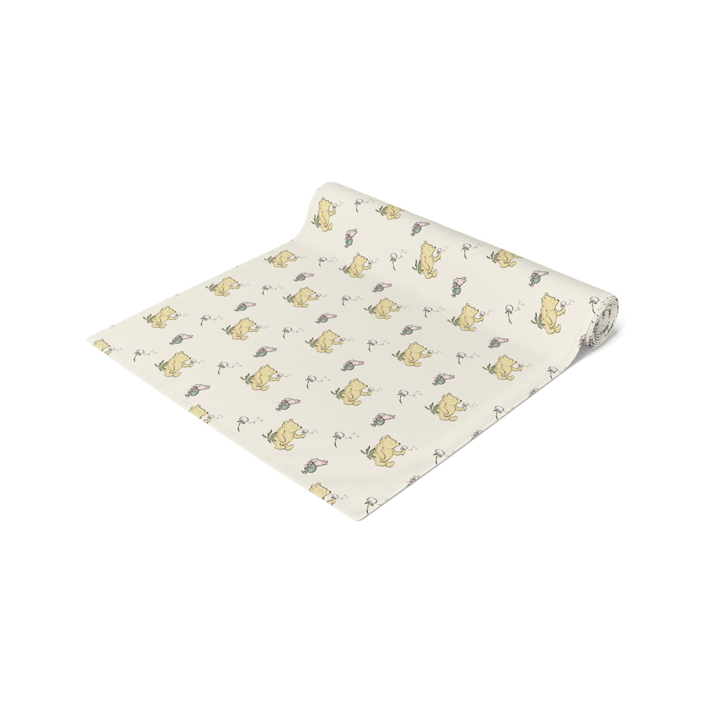 Table Runner, Classic Winnie the Pooh and Piglet blowing Dandelions cream, Home Decor, Kitchen Linens, Dining Room, Gift, Housewarming