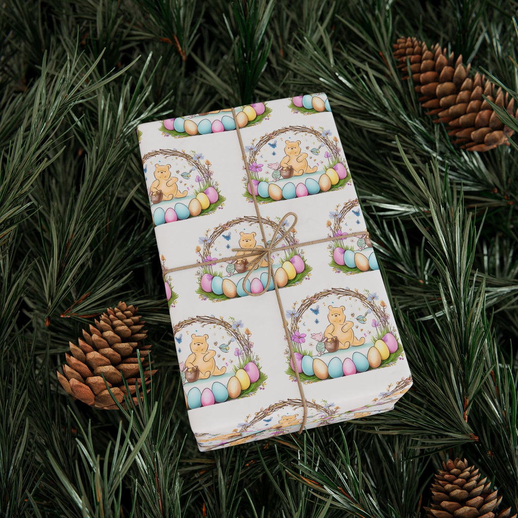 Gift Wrap, Classic Winnie the Pooh Wrapping Papers for Easter, White Pooh and Piglet Design, Holiday Present Packaging, Party, Festive