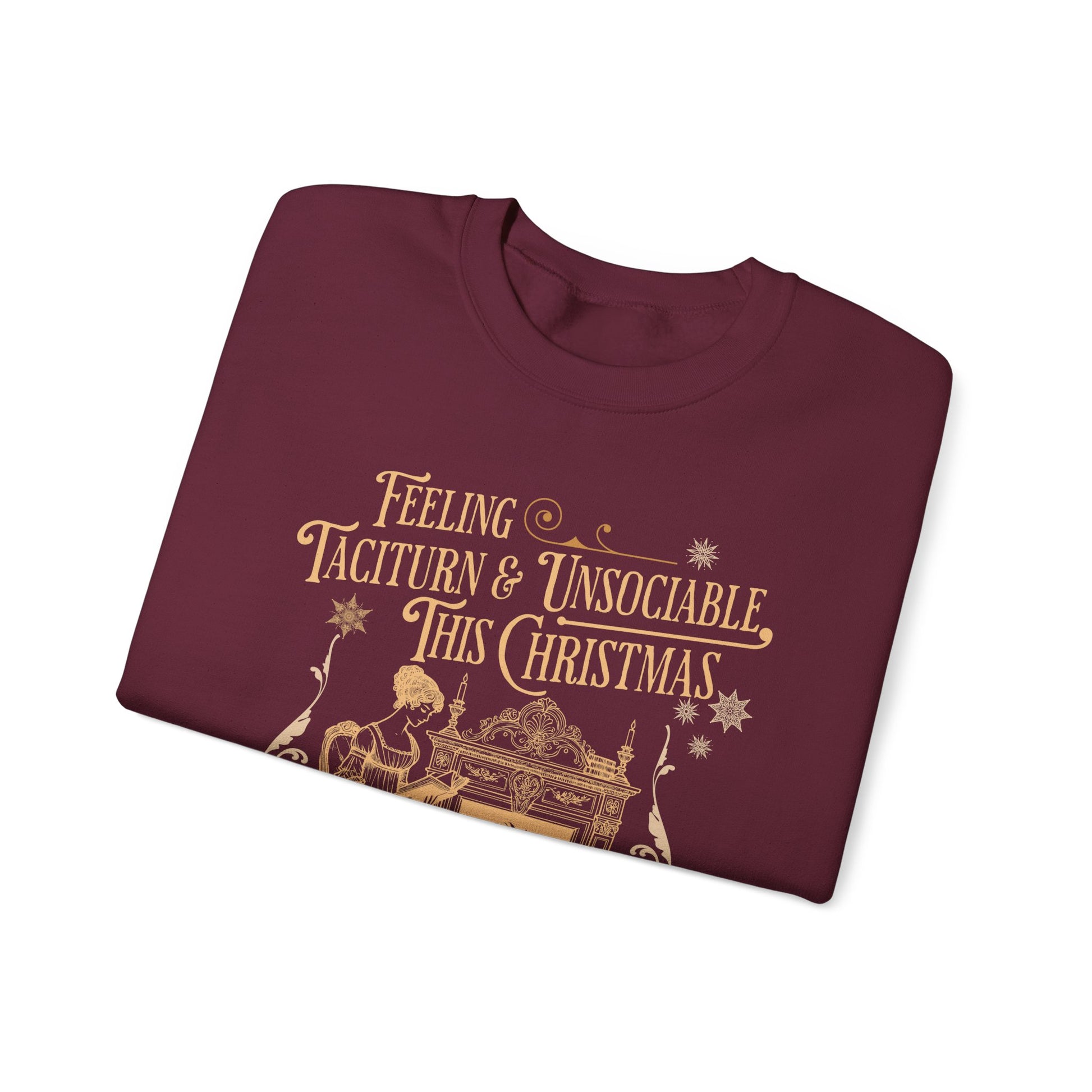 Sweatshirt, Jane Austen Taciturn & Unsociable Christmas Sweatshirt, Light Academia Book Lover Gift, Pride and Prejudice Quote, Holiday Reading Apparel, Introvert