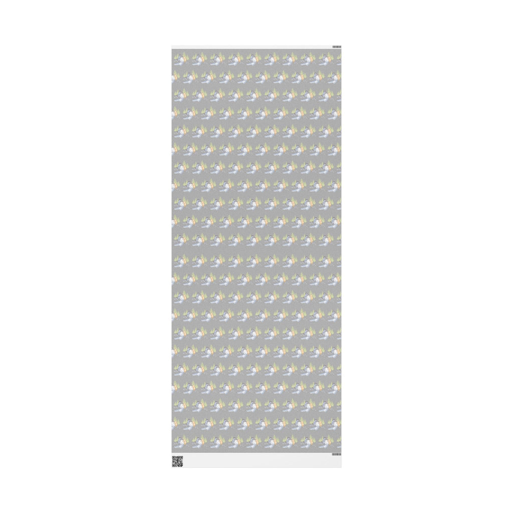 Gift Wrap - Gray Classic Winnie the Pooh Wrapping Paper, Pooh and Eeyore Rolling a Snowball