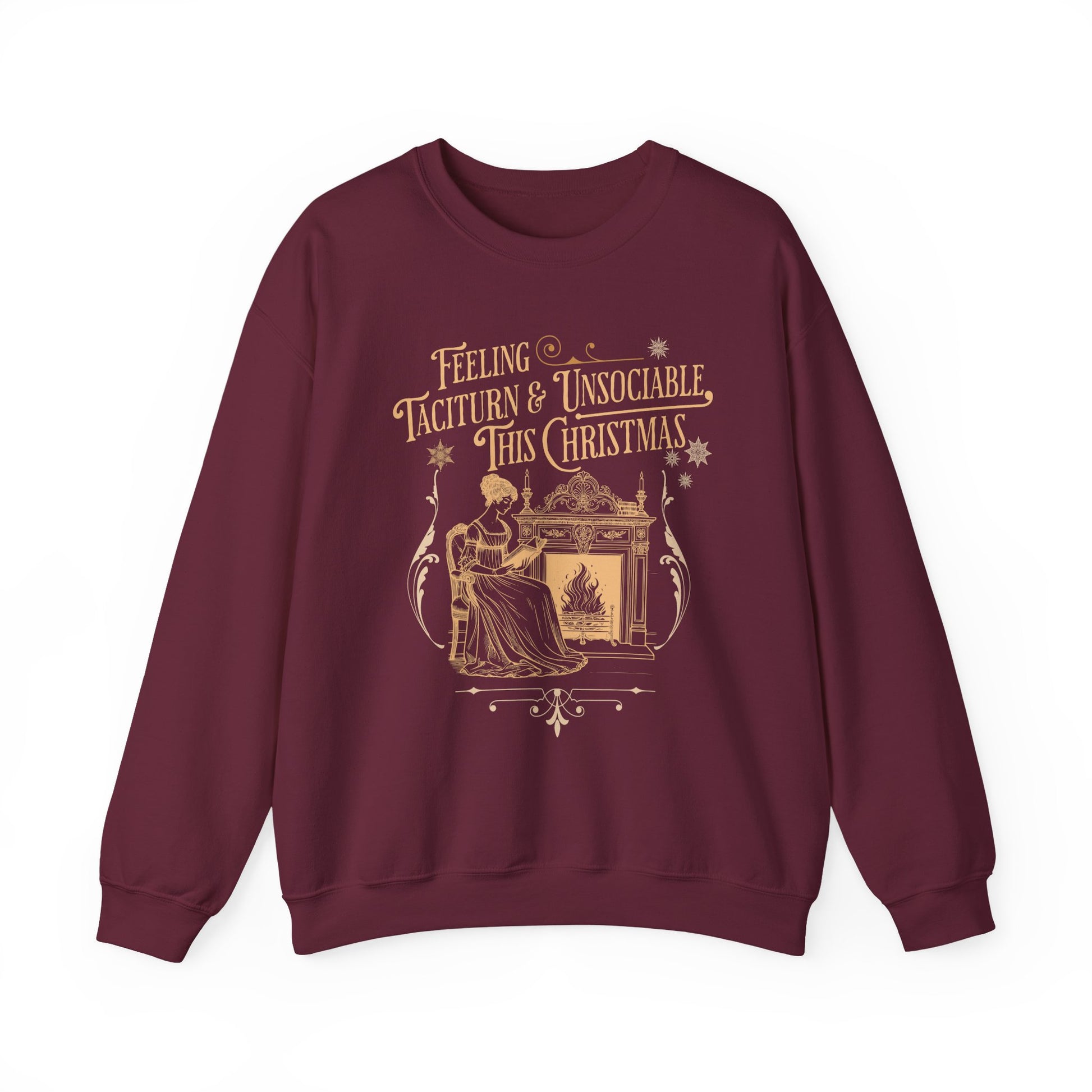 Sweatshirt, Jane Austen Taciturn & Unsociable Christmas Sweatshirt, Light Academia Book Lover Gift, Pride and Prejudice Quote, Holiday Reading Apparel, Introvert