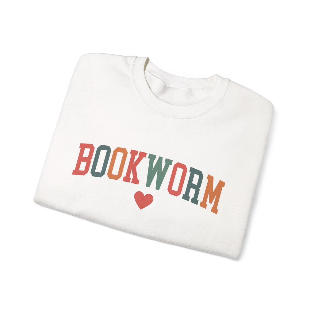 Sweatshirt, Bookworm Heart Unisex Crewneck Sweatshirt, Book Lover Gift, Pink Teal Gold Blue Sweatshirt, Gildan 18000 Sweatshirt, Christmas Present,