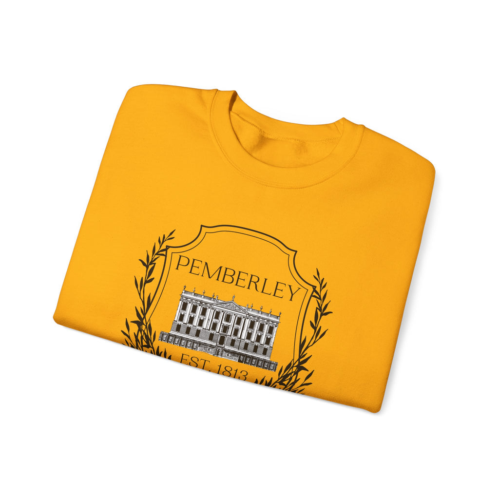 Sweatshirt, Pemberley Dark Crest Sweatshirt, Pride and Prejudice Gift, Unisex Crewneck Jumper, Mr. Darcy's Estate, Regency Literature Top, Book Lover