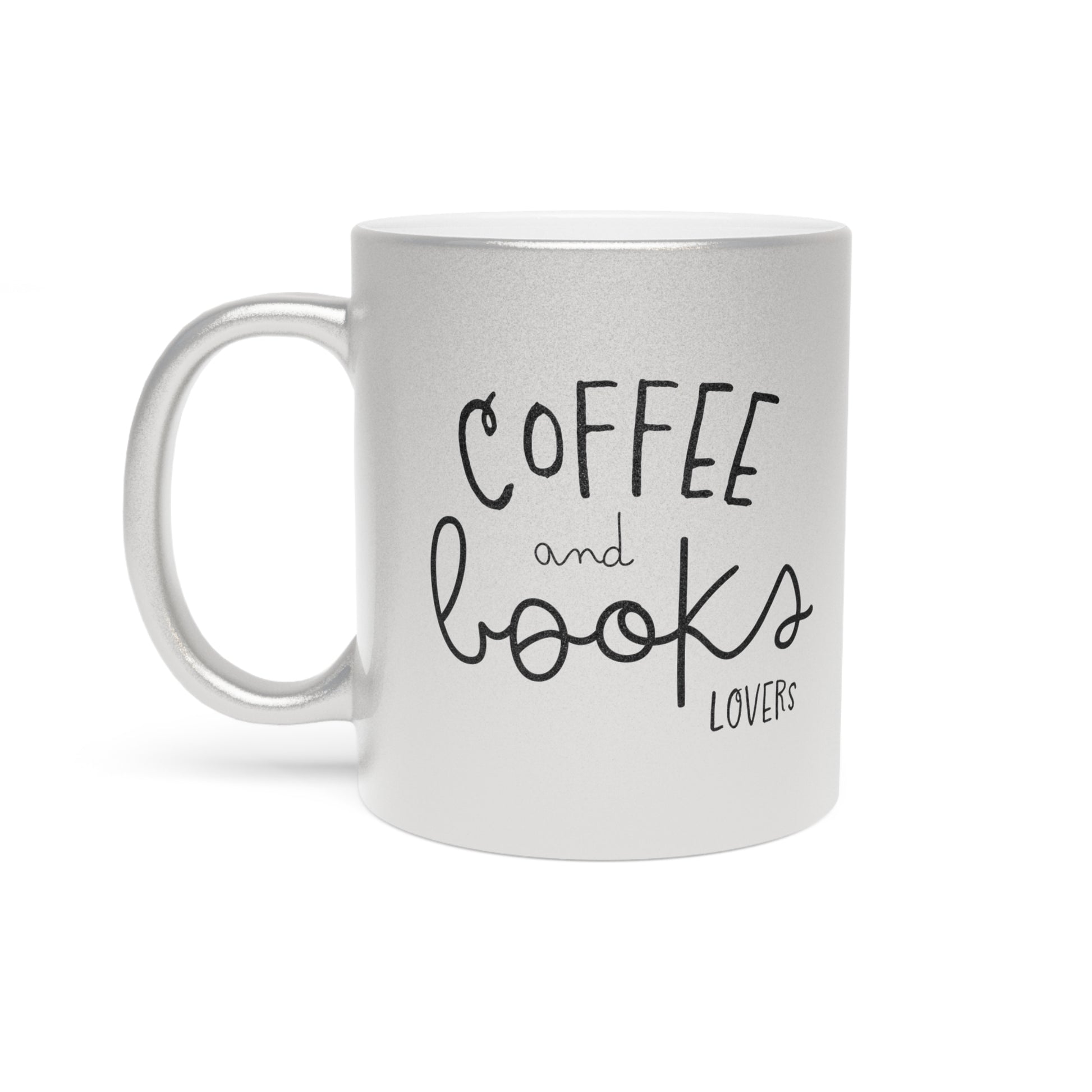 Mug, Coffee and Book Lover Metallic Mug, Silver Gold Cup, Reading Enthusiast Gift, Stylish Drinkware, Bookworm Present,Bookish,Teacher Book Gift