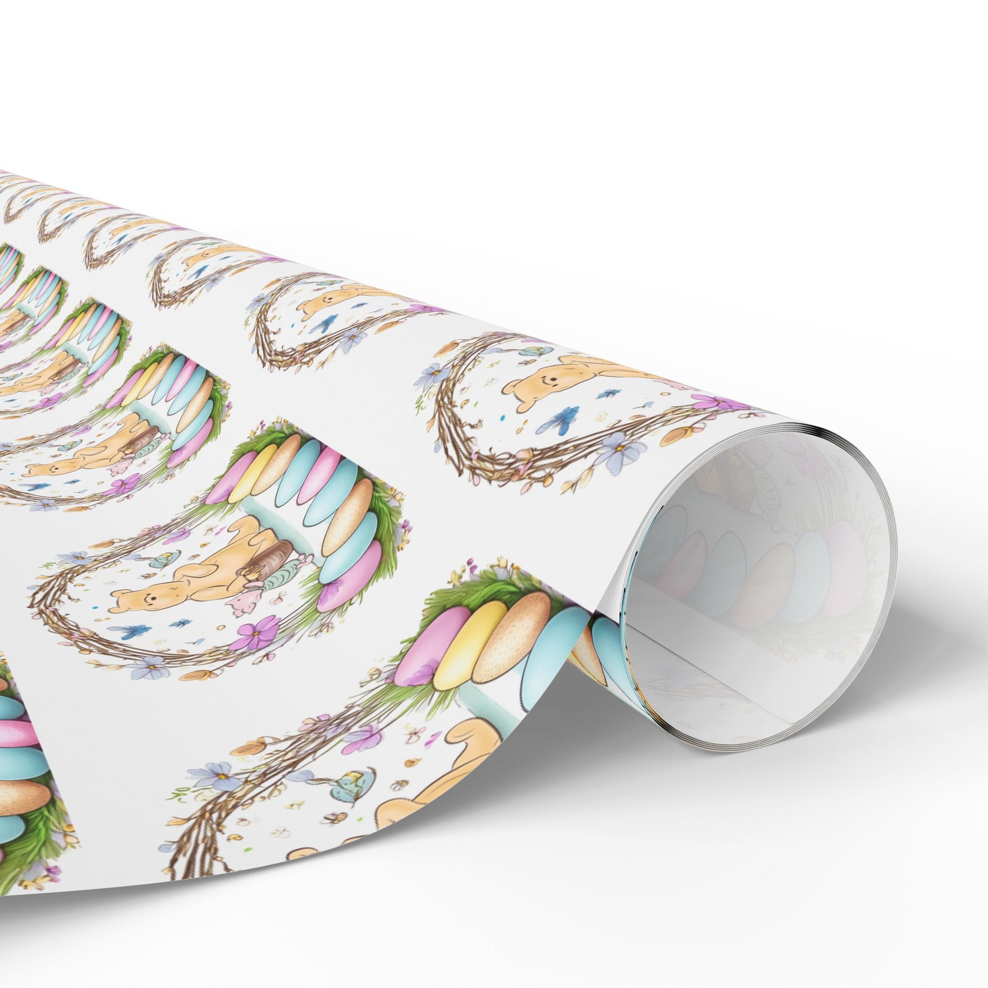 Gift Wrap, Classic Winnie the Pooh Wrapping Papers for Easter, White Pooh and Piglet Design, Holiday Present Packaging, Party, Festive