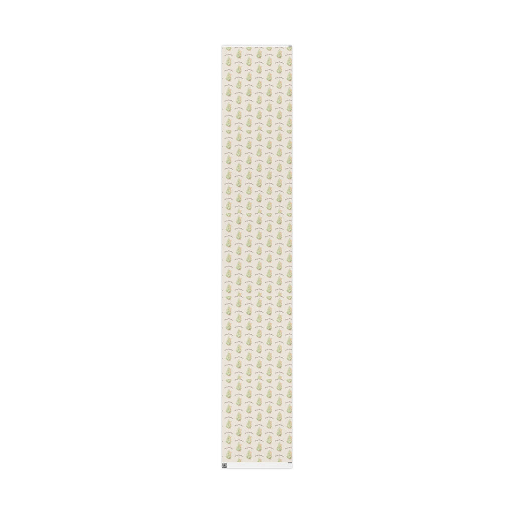 Gift Wrap - Cream Classic Winnie the Pooh Merry Christmas Wrapping Papers, Pooh holding a Snow Covered Tree